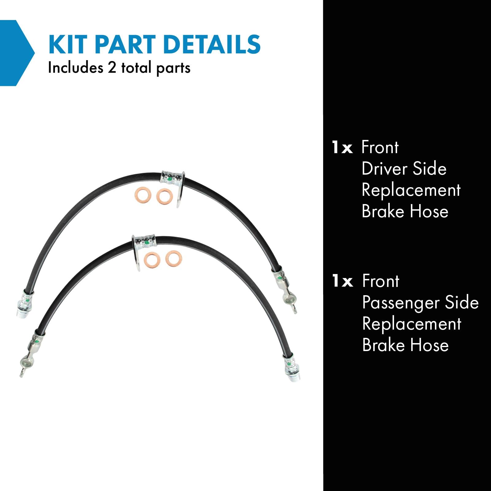 Trq Front Brake Hose Set Compatible With 2005-2012 Toyota Avalon 2007-2011 Camry