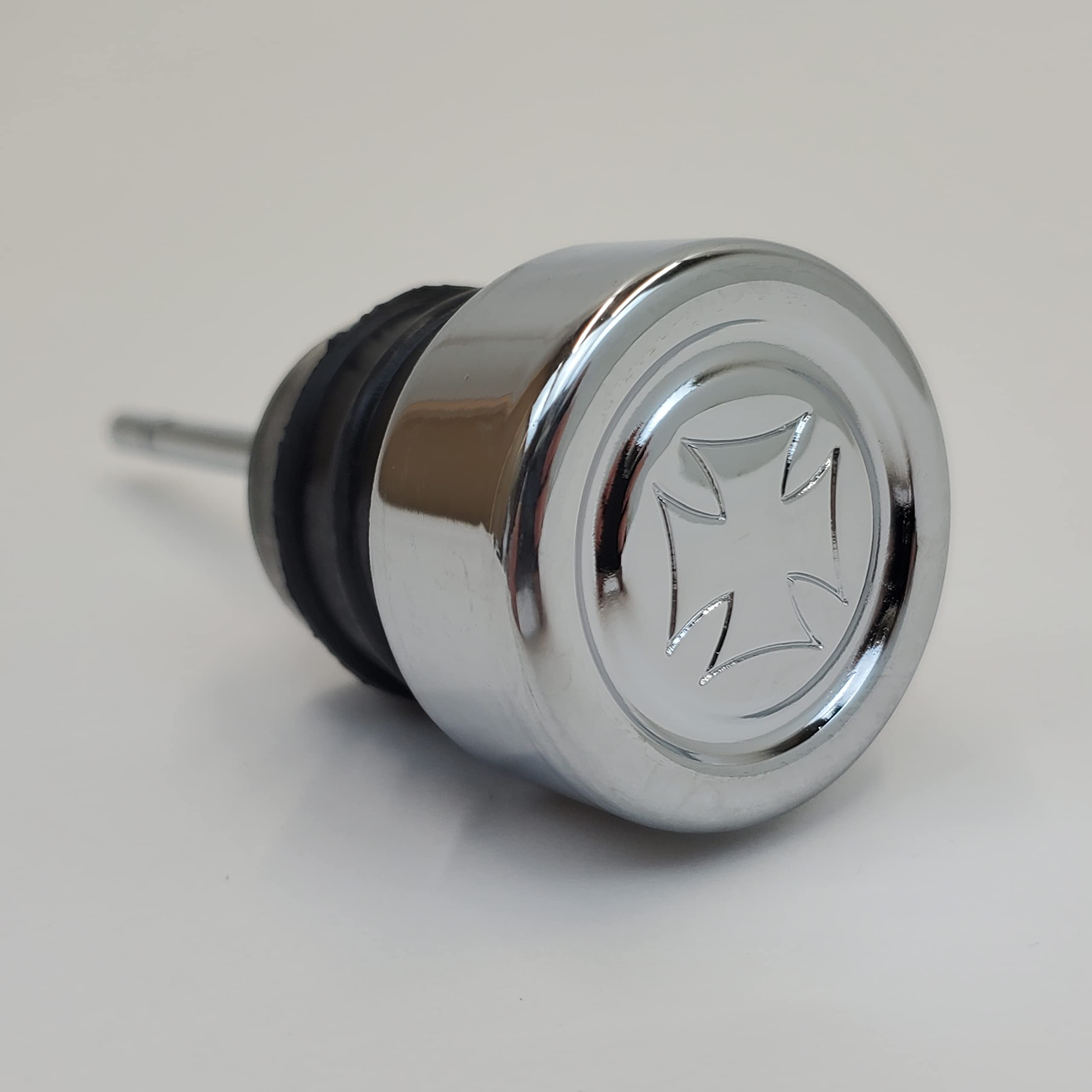 Chrome Shorty Style Maltese Cross Oil Tank Dipstick - Fits 1979-2003 Harley Sportster Xl And 1984-1999 Harley Softail Models - R