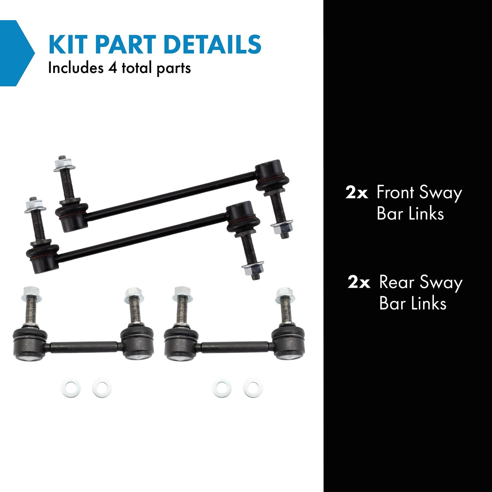 Trq Front & Rear Sway Bar Stabilizer Link Set Compatible With 2015-2022 Ford Mustang
