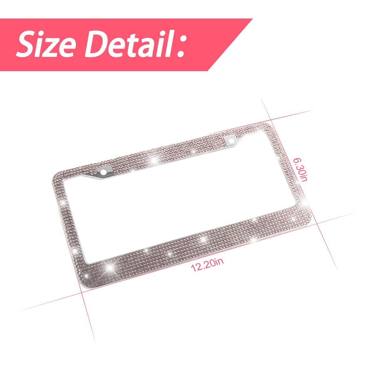 Yalok Bling Car License Plate Frame, Sparkly Rhinestone Stainless Steel License Plate Cover/Holder, Universal For Most Cars, Suvs, Vehicles With Screw Set, Auto Accessories For Women (Yellow)