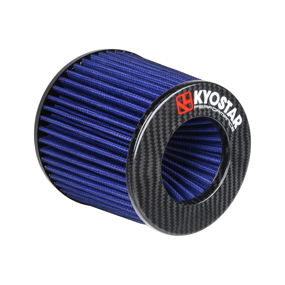 Kyostar 3 Inch 76Mm Cold Air Intake Filter Cone Universal Carbon Fiber Replacement High Flow Dry Air Filter Black