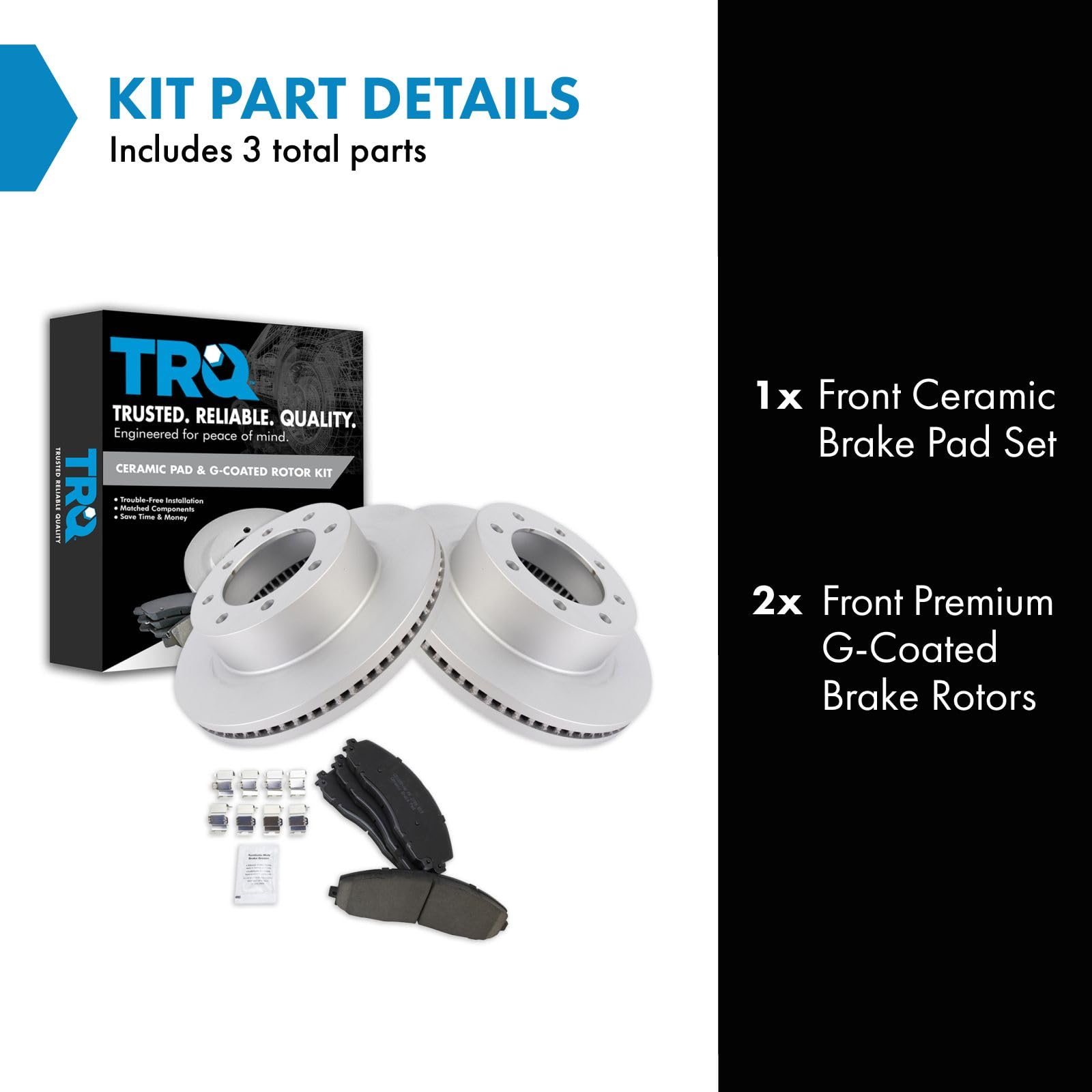 Trq Front Brake Pad & Rotor Kit Brake Pads Brake Rotor Ceramic Premium G-Coated Compatible With 2013-2019 Ford F-250 Super Duty