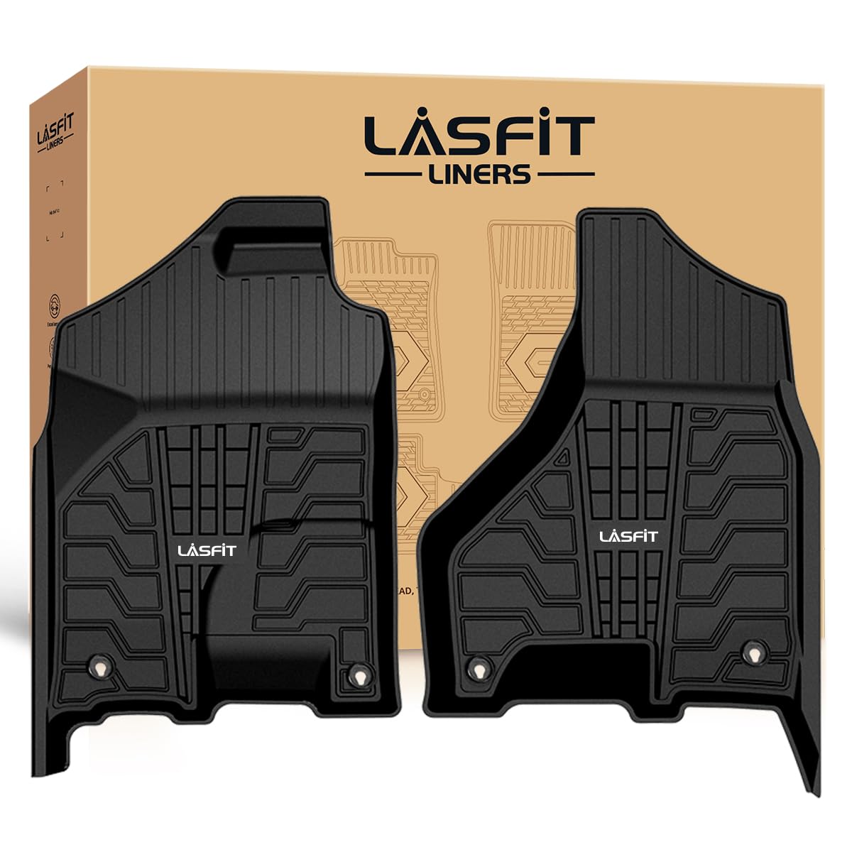 Lasfit Floor Mats For Ram 1500/2500/3500 Crew Cab 2013-2018 Front, For Ram 1500 Classic Crew Cab 2019-2024 All Weather Tpe Custo