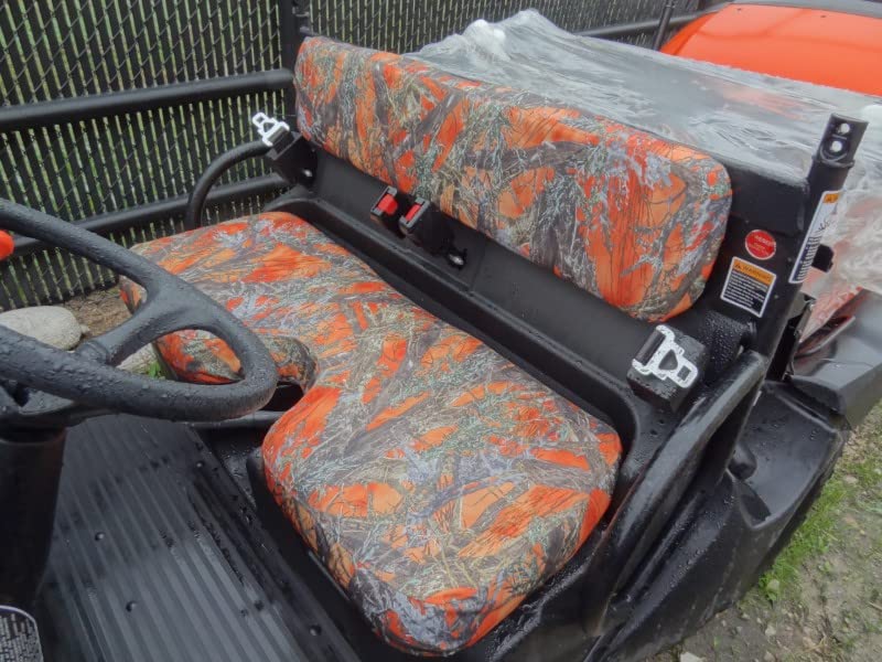 Durafit Seat Covers Kubota RTV 400 or 500 Orange Camo Seat Covers Bench seat with Indent.Seat Covers
