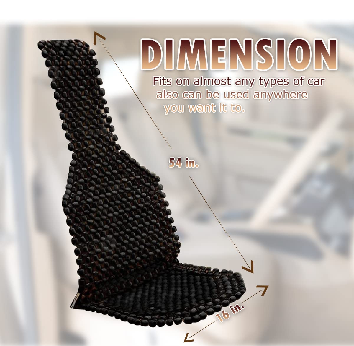 Vaygway Beaded Seat Cushion Car Driver Seat Cover With Durable & Double Strung Natural Wood Beads- Cooling Comfort Ventilated Massaging Support Cushion For Auto Cars (1 Pack Black)