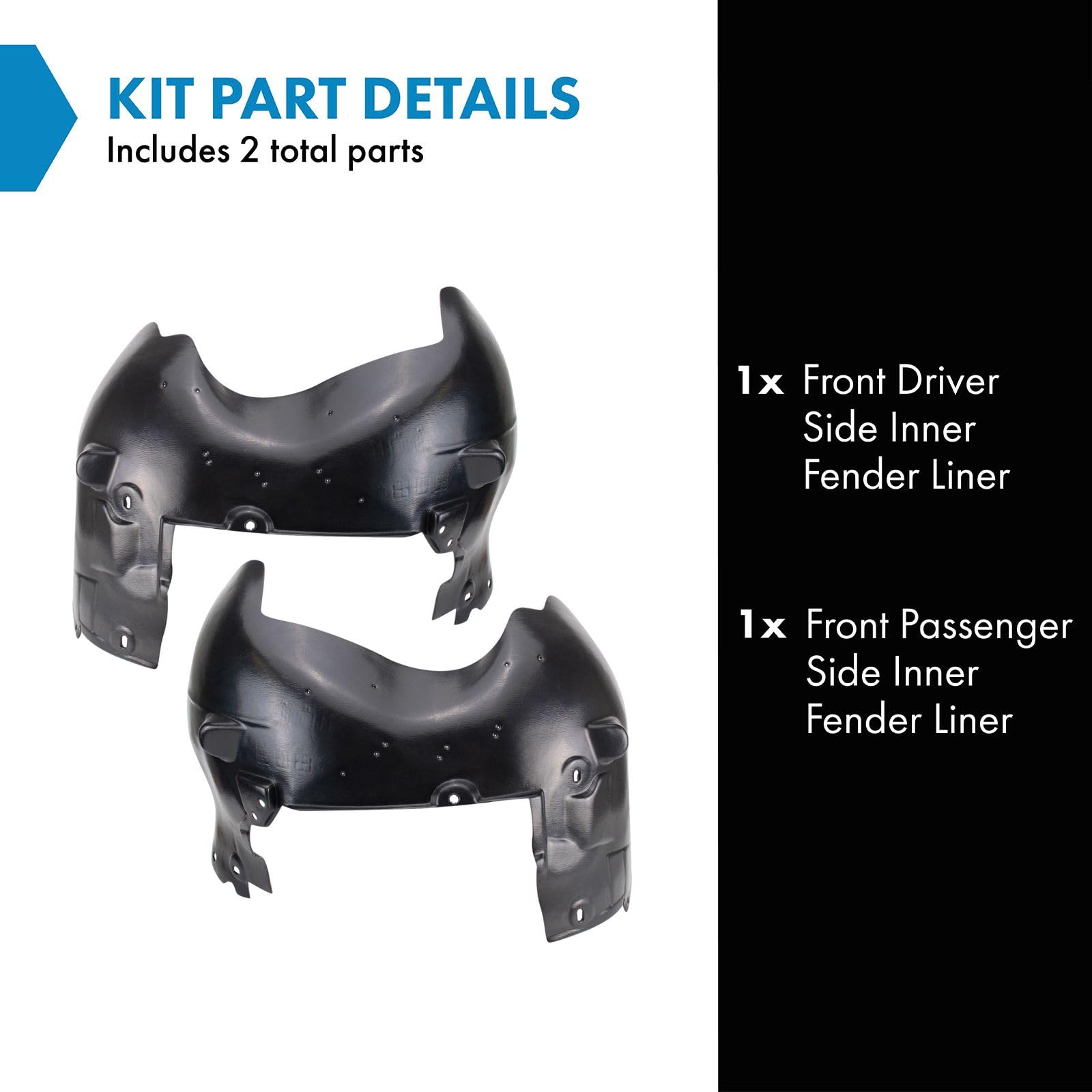 Trq Front Inner Fender Liner Set Compatible With 2007-2013 Chevrolet Avalanche 2007-2014 Suburban 1500 Suburban 2500 Tahoe Gm124