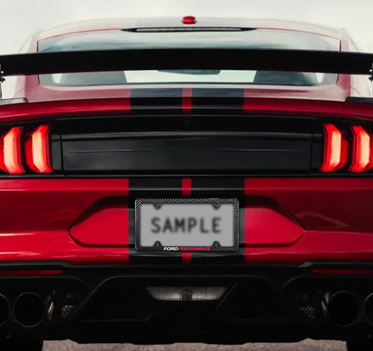 Ford Performance Genuine Carbon Fiber License Plate Frame With Uv Printed Imprint