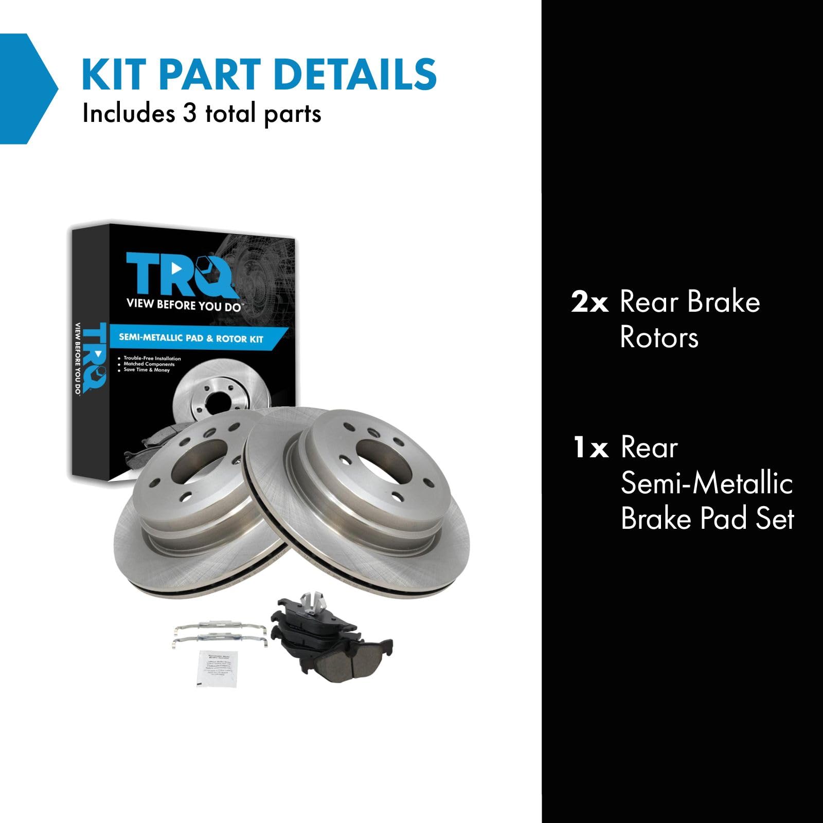 Trq Rear Brake Pad & Rotor Kit Brake Pads Brake Rotor Semi-Metallic Compatible With 2007-2013 Bmw 328I 2009-2013 328I Xdrive 200