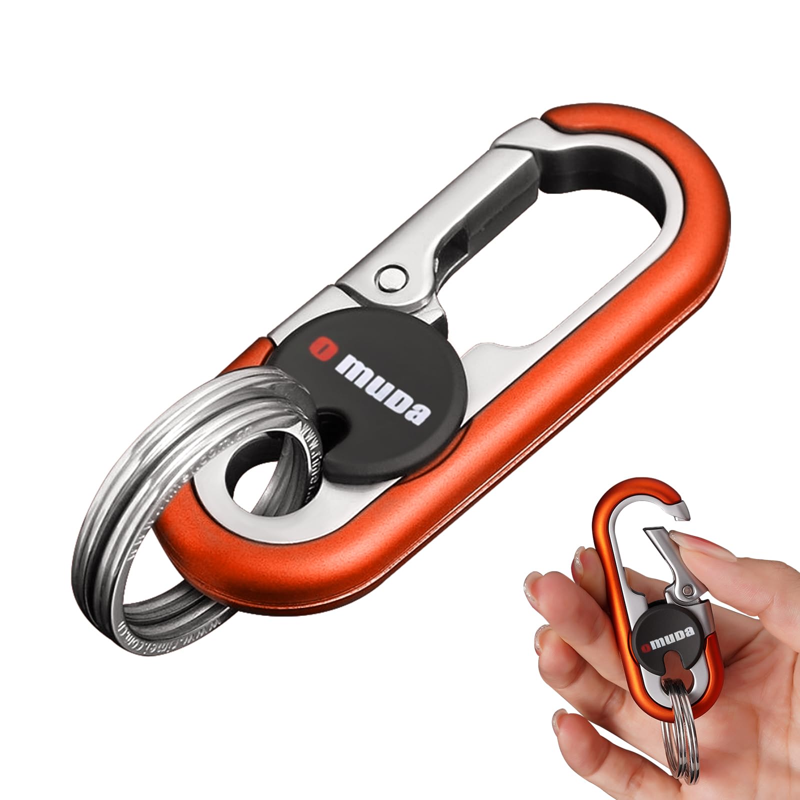 Wapsat Key Chains Men, 2024 Car Key Chain For Men, Anti-Loss Keychain With Double Keyrings, Quick Release Key Chain (1Pc,Orange)