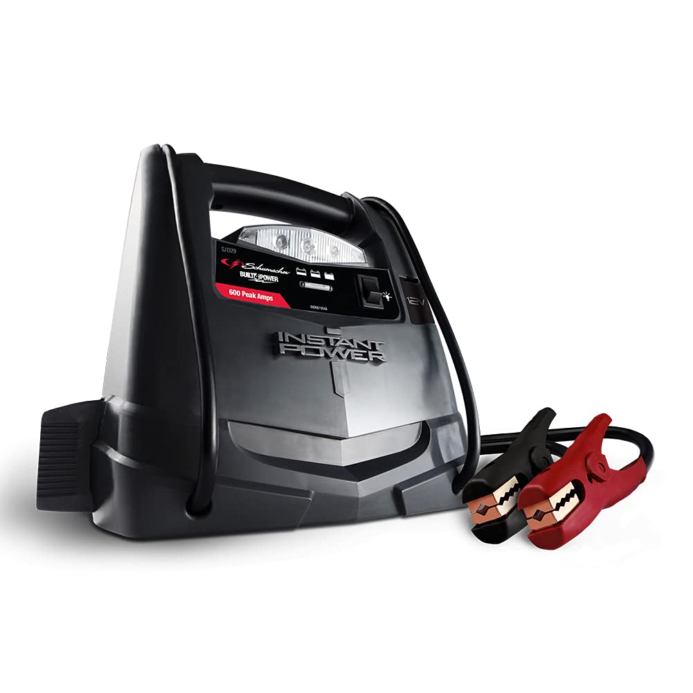Schumacher Sj1329 Jump Starter And Portable Power Port - 600 Peak Amp, 12V - For Power Sports, Motorcycles, 4-6 Cylinder Cars, Black