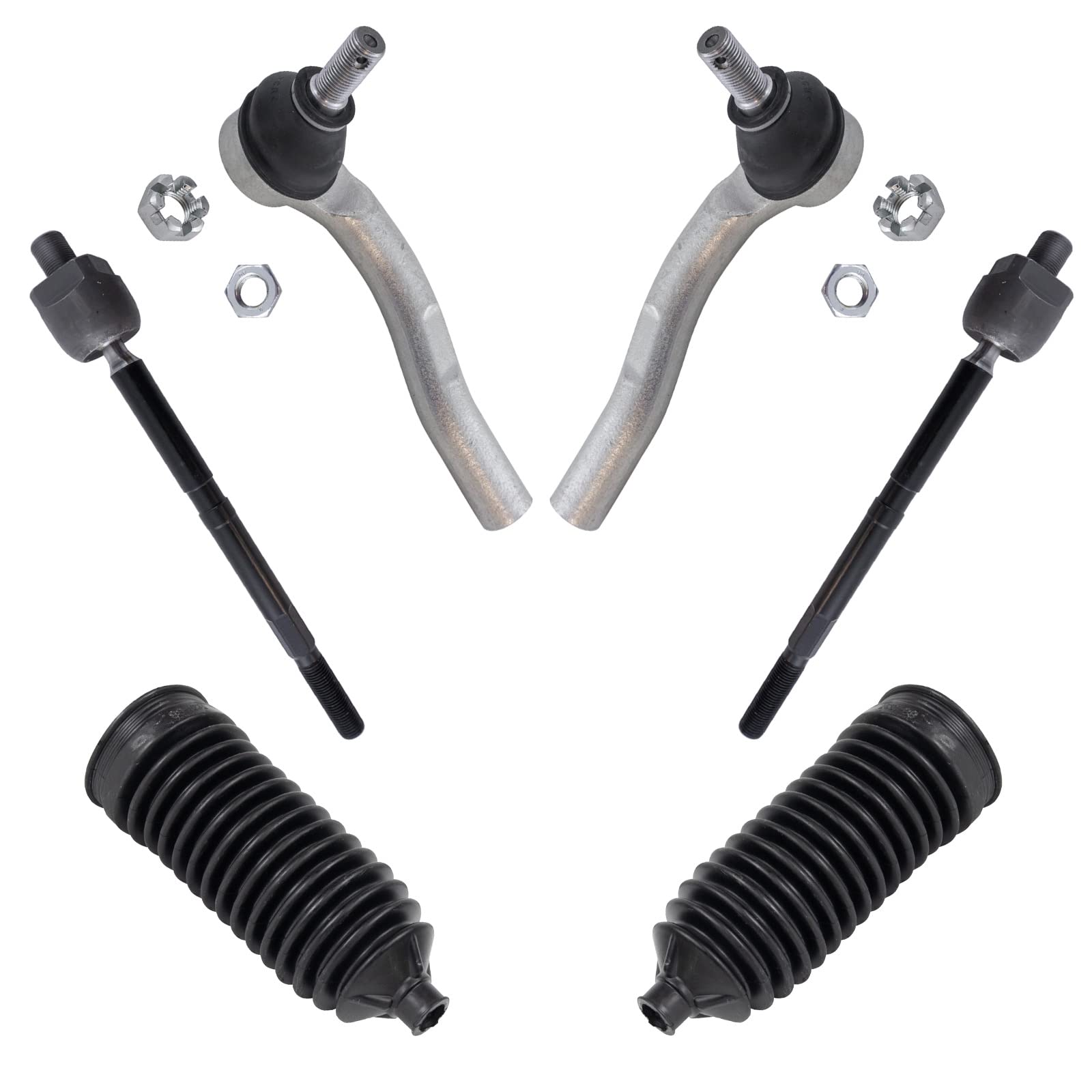 Trq Front Driver & Passenger Side Inner & Outer Steering Kit Steering Rack & Pinion Bellow Tie Rod Compatible With 2012-2016 Hon