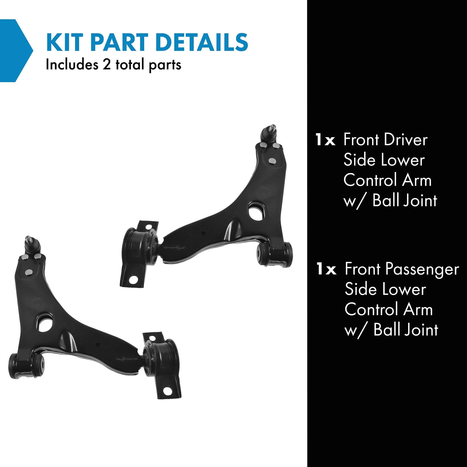 Trq Front Lower Control Arm With Ball Joint Set Compatible With 2000-2004 Ford Focus