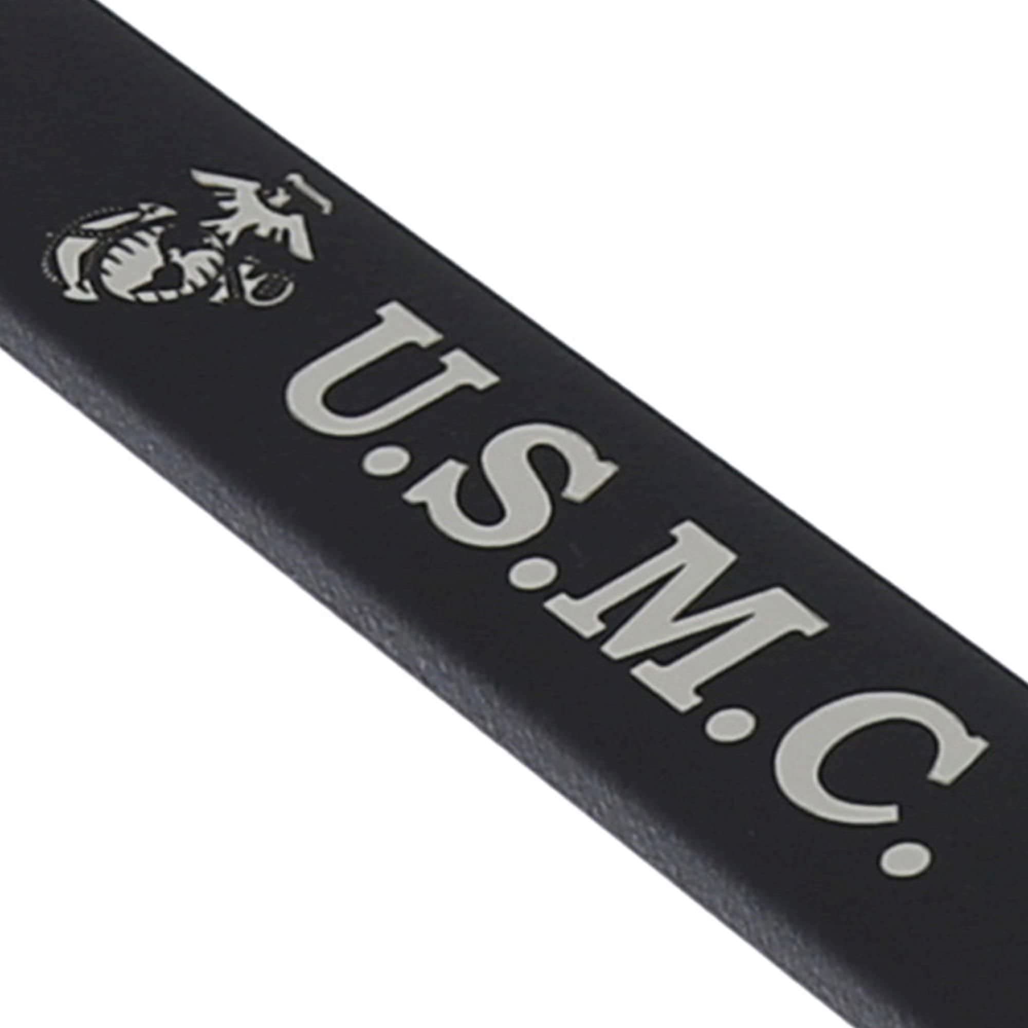 Au-Tomotive Gold, Inc. Officially Licensed Rugged Black Finish Stainless Steel License Plate Frame For U.S. Marine Corps.