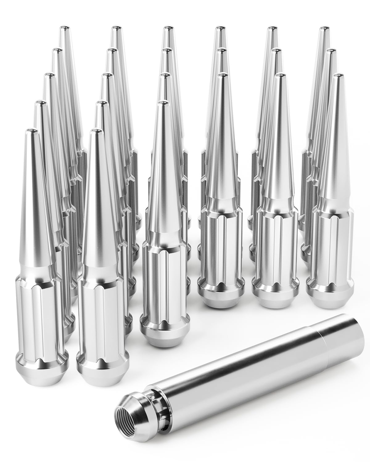 Orion Motor Tech 14x1.5 Lug Nuts Chrome 24 Piece, M14x1.5 Spike Lug Nuts Wheel Accessories Compatible with Chevy Ram Ford and GM