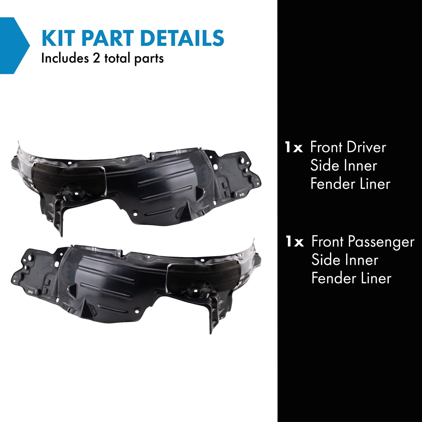 Trq Front Inner Fender Liner Set Compatible With 2018-2020 Honda Fit Ho1248182 Ho1249182