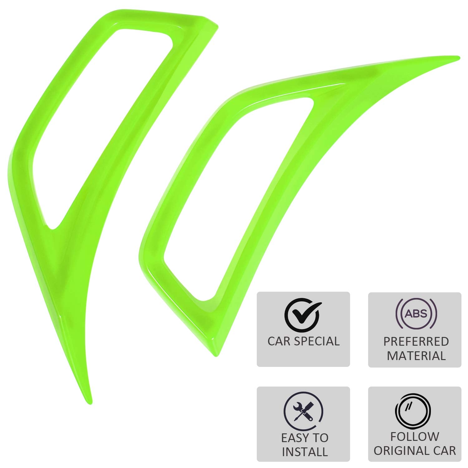 Bonbo 2Pcs Exterior Accessories Wheel Eyebrow Side Air Conditioning Vent Outlet Cover Trim For Jeep Wrangler Jl Jlu Sports Sahara Freedom Rubicon Unlimited Gladiator Jt 2018-2023 (Green)