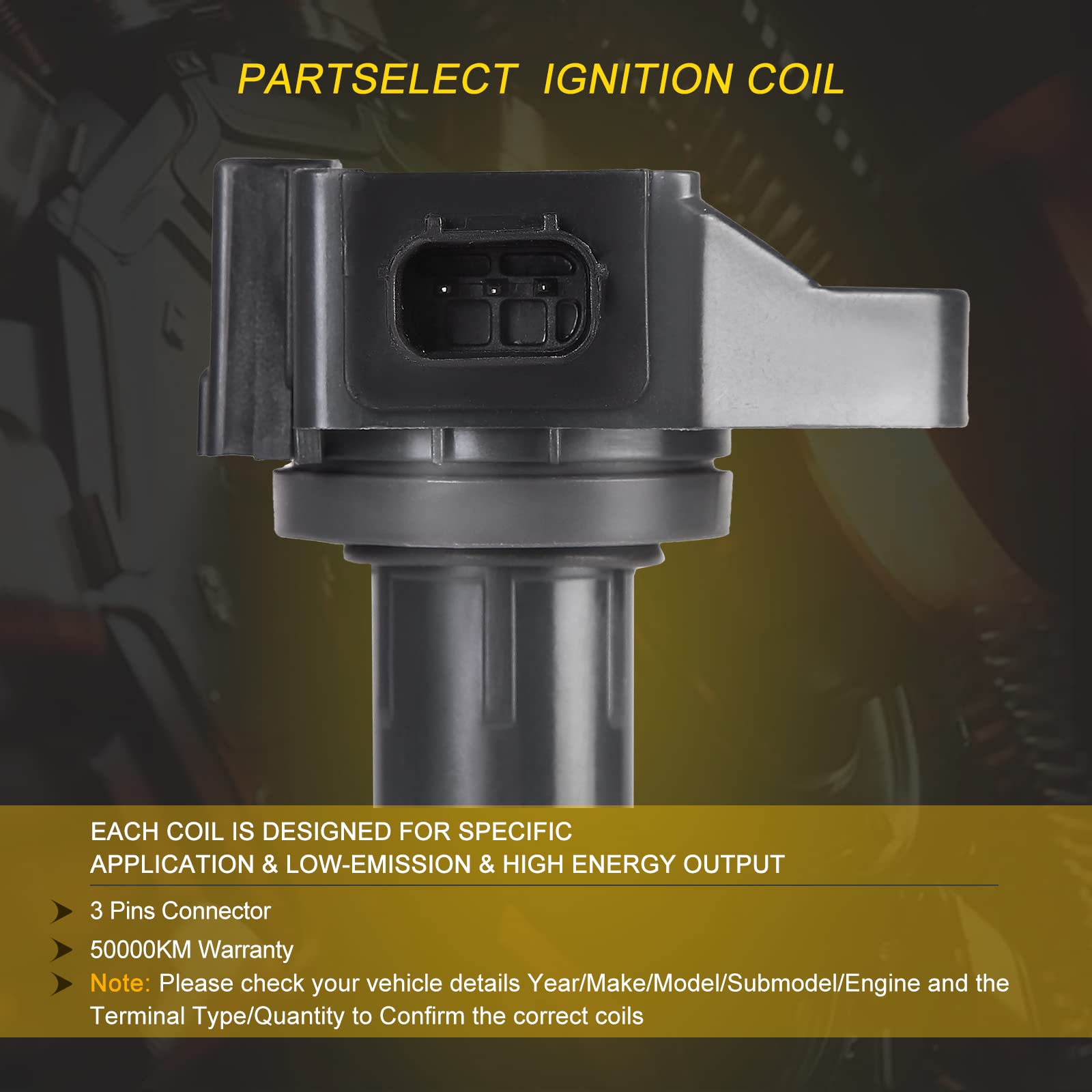 Partselect 6Pcs Ignition Coil Pack Uf-713 305205G0A01 Replacement For Honda Accord Crosstour Odyssey Passport Pilot Ridgeline Ac