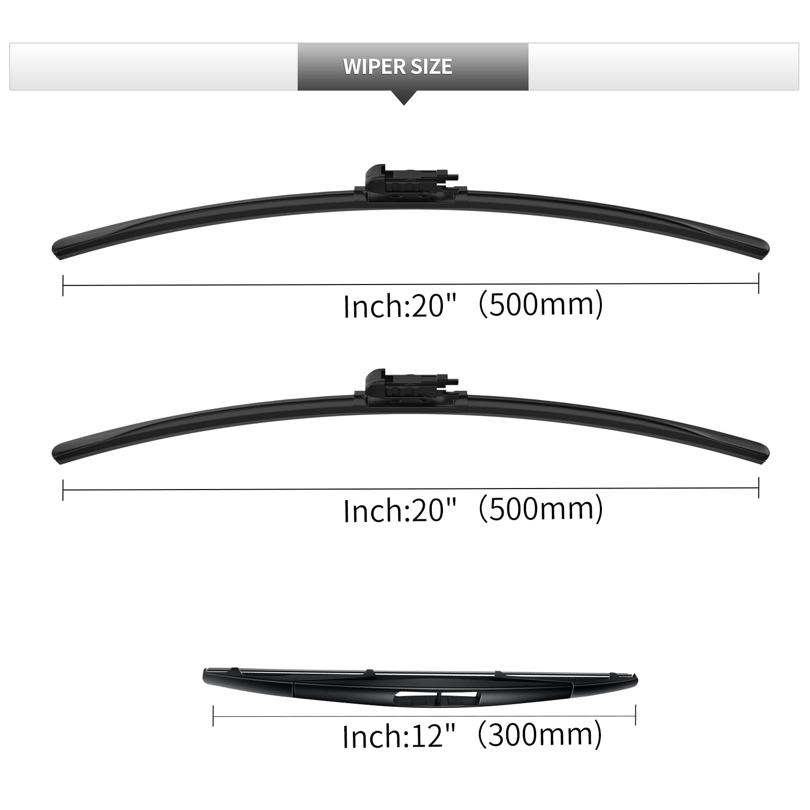 Gardimu Front And Rear Windshield Wiper Blades, 3 Pcs Front And Back Windshield Wipers Blades Replacement For Ford Escape 2008-2