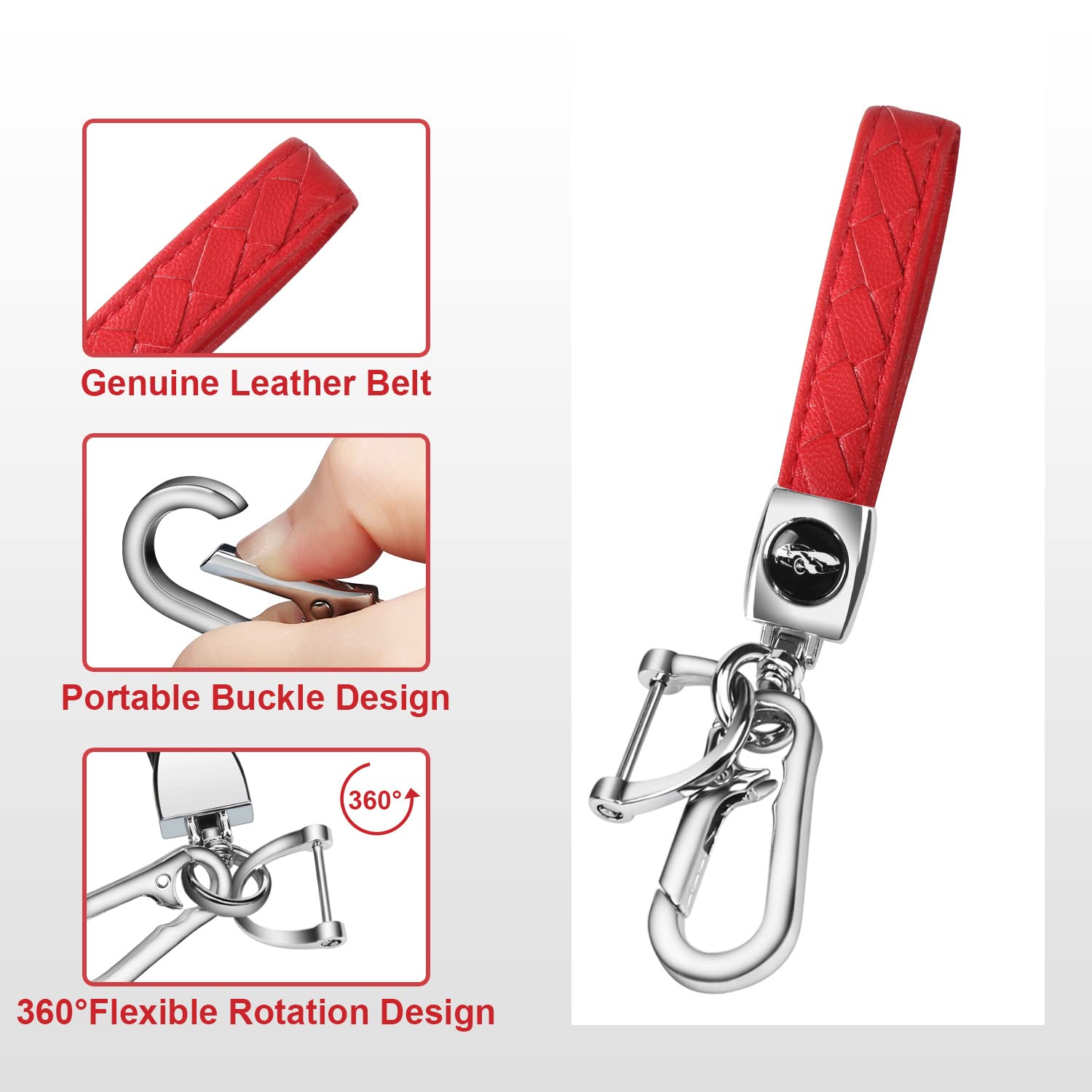 Qbuc For Subaru Key Fob Cover With Leather Keychain,Fit For Forester Crosstrek Outback Ascent Impreza Legacy Subaru 4-Buttons(Re