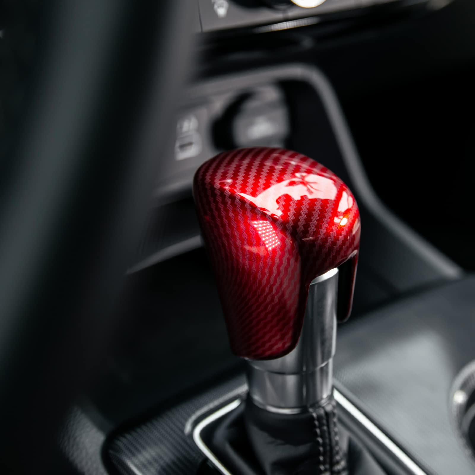 Cke Compatible With Honda Civic 2022 2023 2024 2025 For Crv Hrv 2023 2024 2025 For Accord 2018-2024 2025 Accessories Car Center Console Gear Shift Knob Cover Trim Cap -Red Carbon