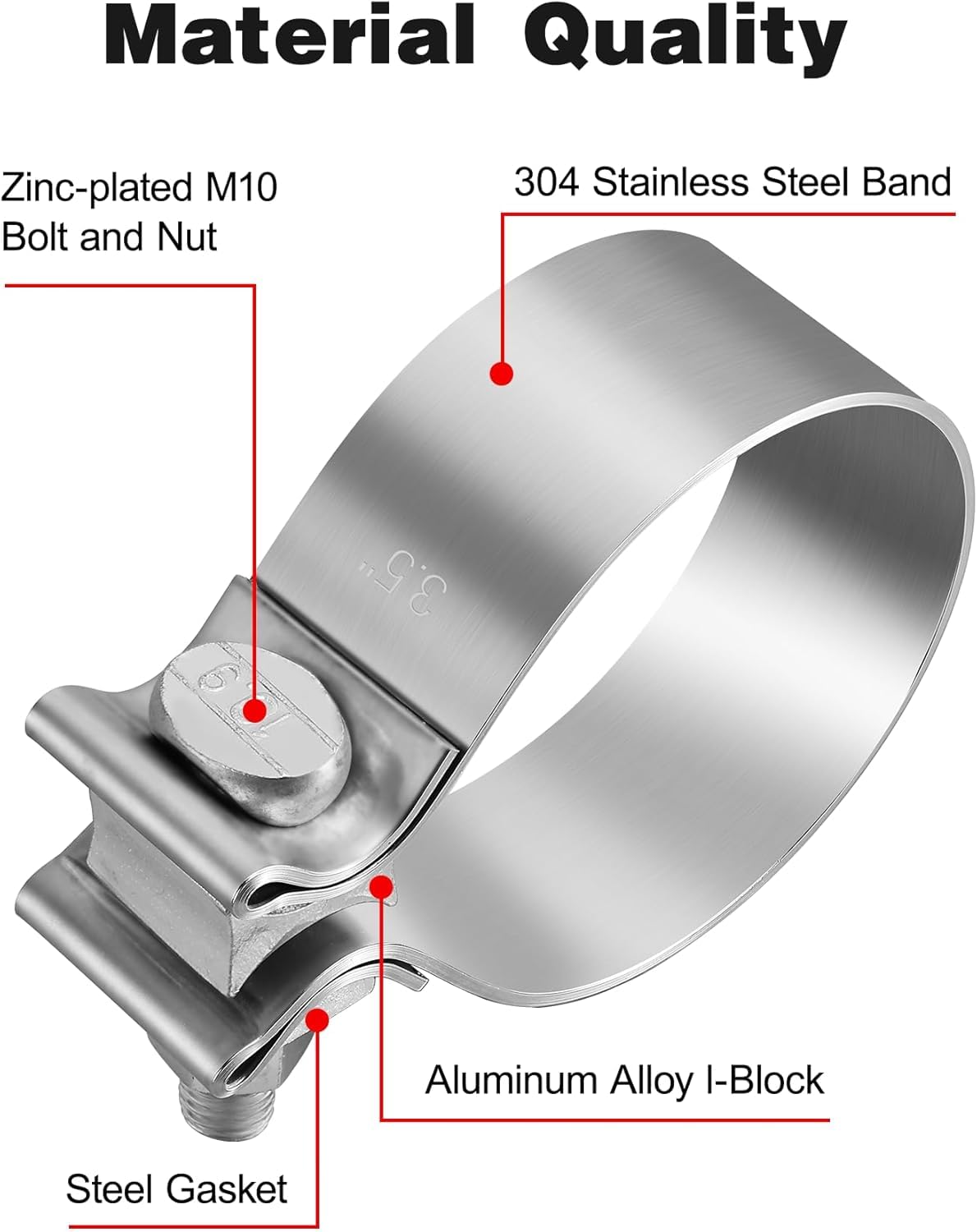 EVIL ENERGY 2.5 Inch Exhaust Clamp,Narrow Band Muffler Clamp Stainless Steel