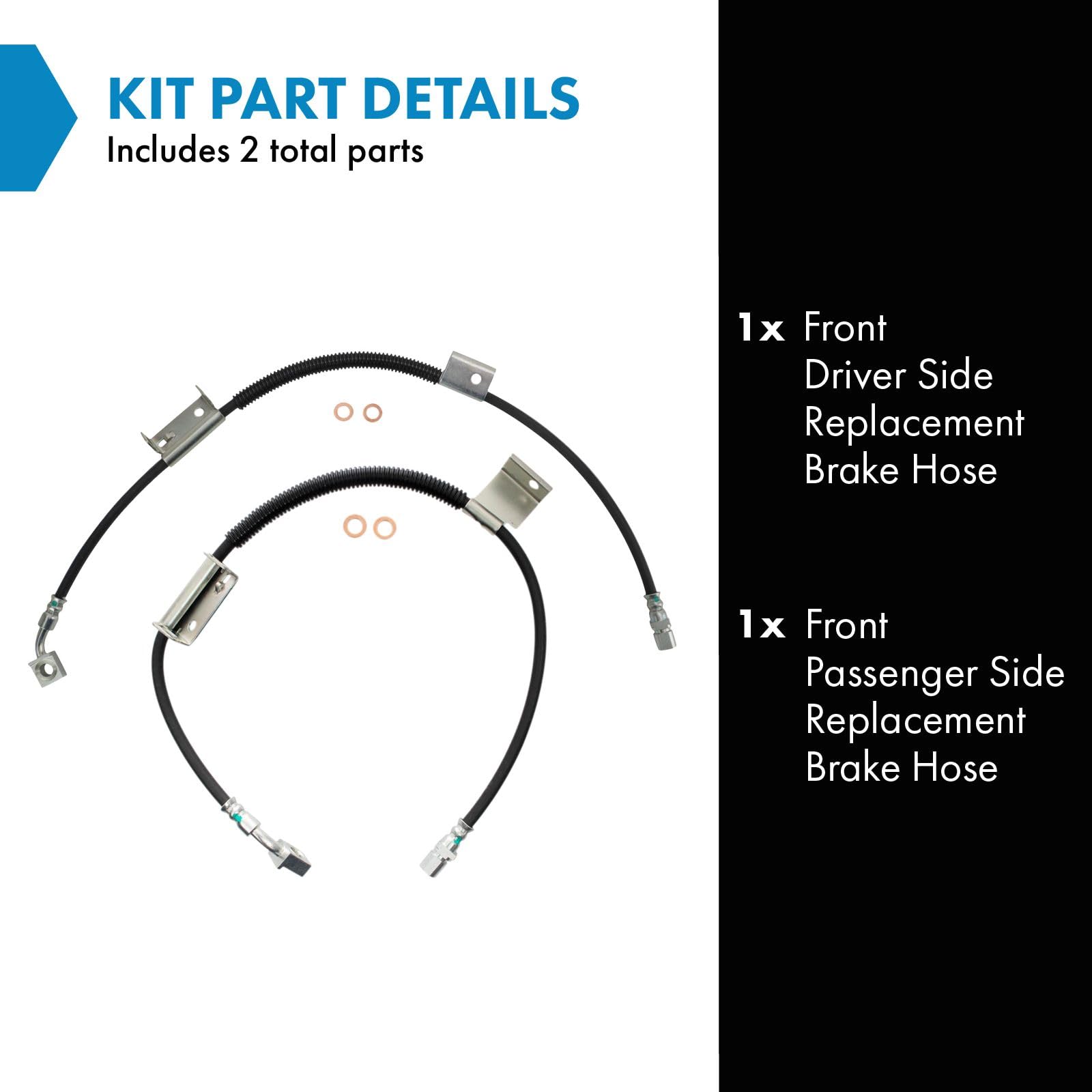 Trq Front Brake Hose Set Compatible With 2003-2009 Chevrolet Express 1500 2003-2005 Express 2500 Gmc Savana 1500 Savana 2500