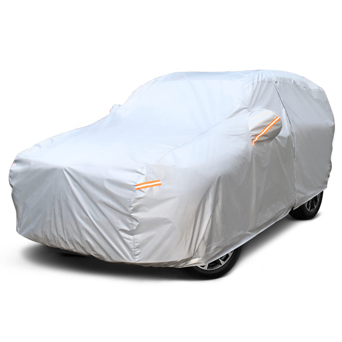 Seazen Car Cover 6 Layers, Waterproof Suv Car Cover With Zipper Door, Snowproof/Uv Protection/Windproof, Universal Car Covers Br