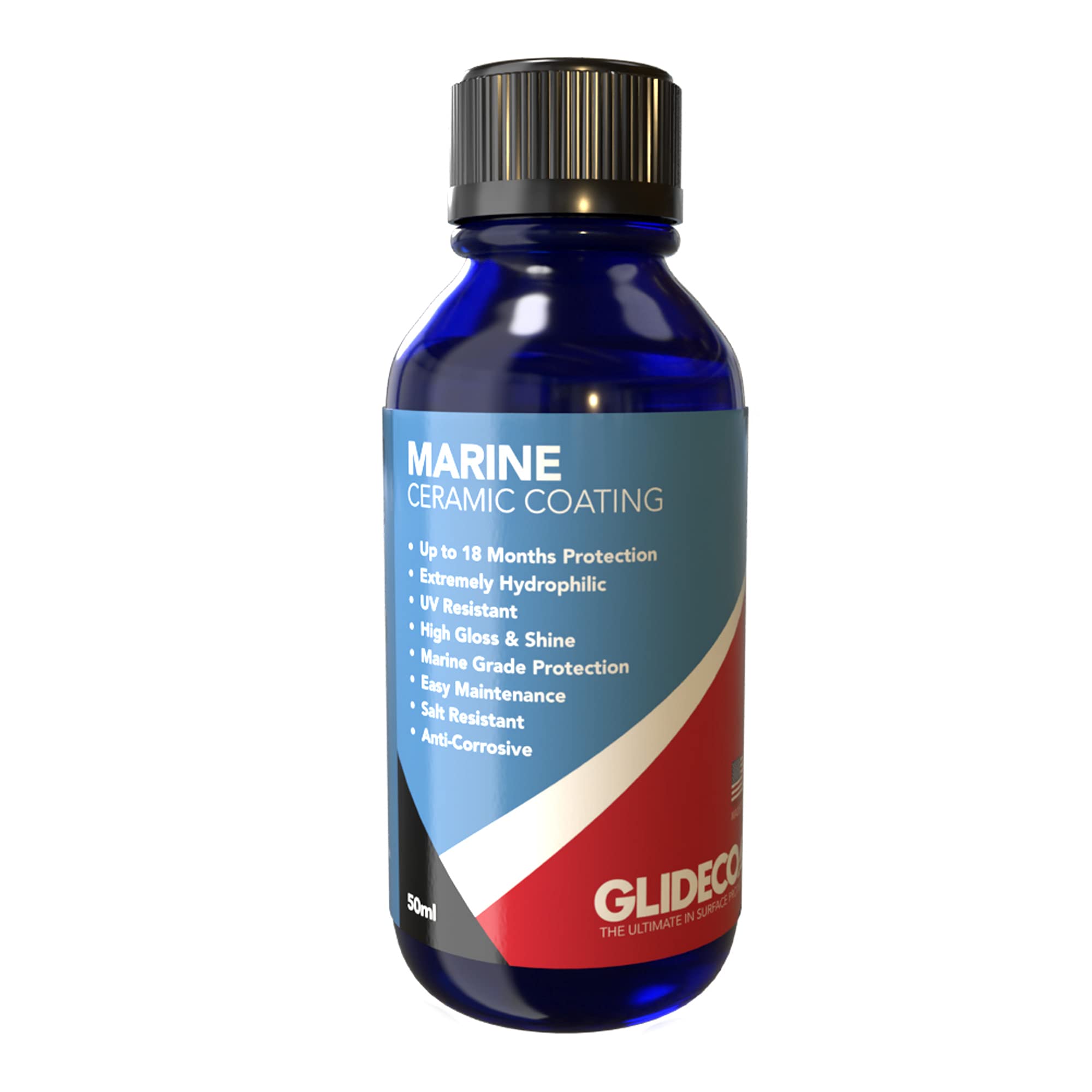 Glidecoat Marine Ceramic Coating - 50ml - UV Protection, Enhanced Gloss, Super Hydrophobic Surface Repels Dirt, Salt, Water and 