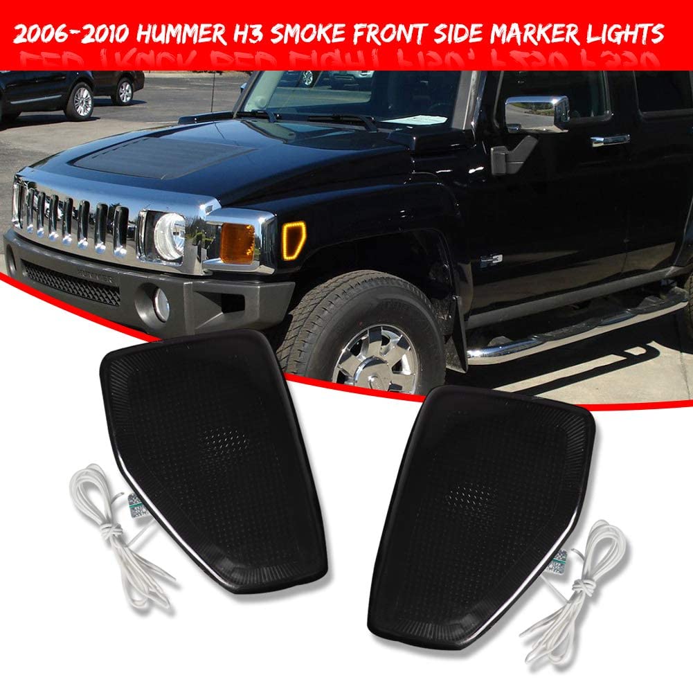 Kenrtir Smoked Lens Dual Color Amber/White Led Lamps Front Fender Side Marker Light For 2006-2010 Hummer H3