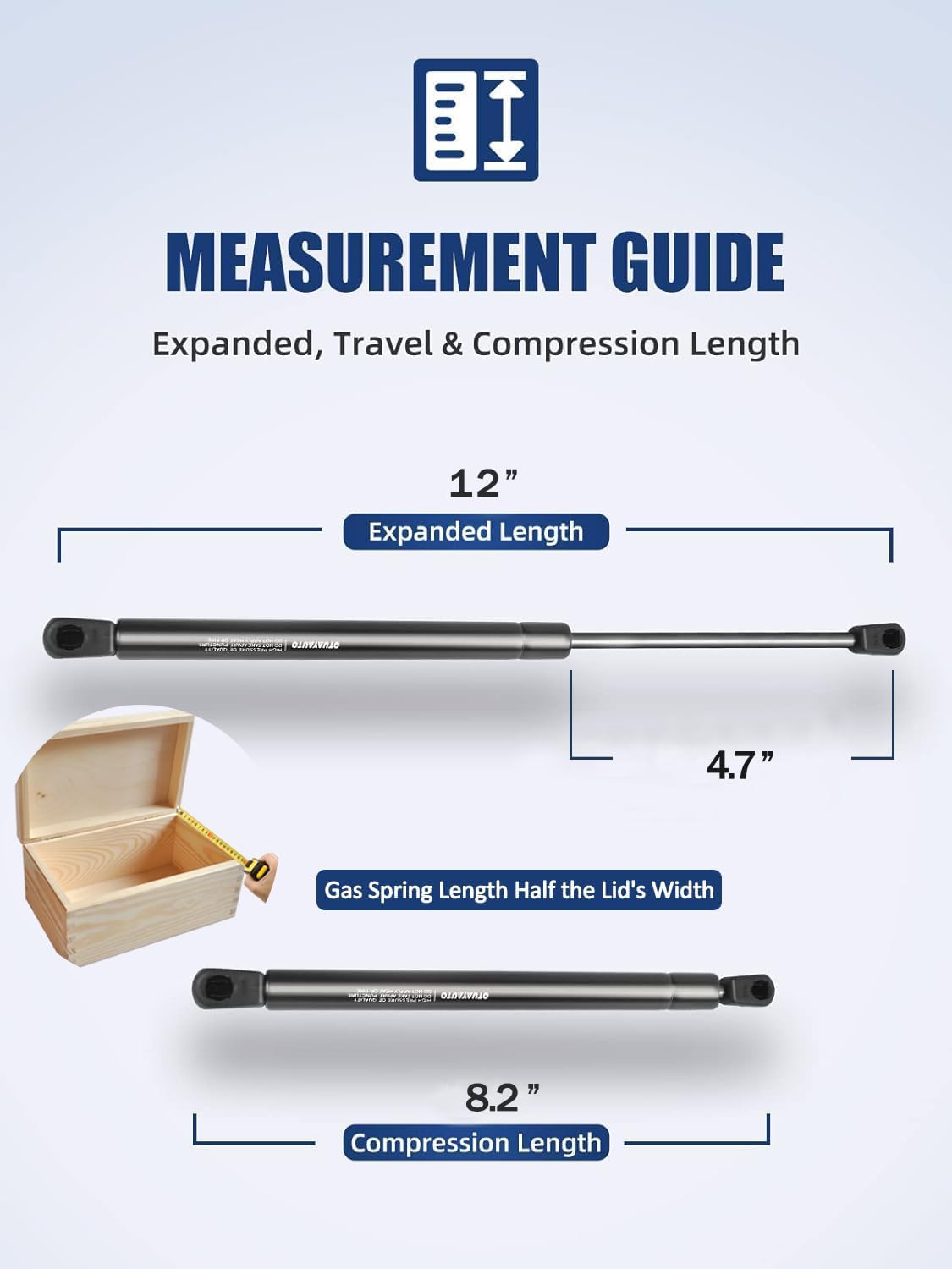 Otuayauto 12 Inch Gas Struts - 107N/24Lbs Universal Lift Support With Mounting Brackets C1603795 - Gas Shocks For Tool Box, Truc