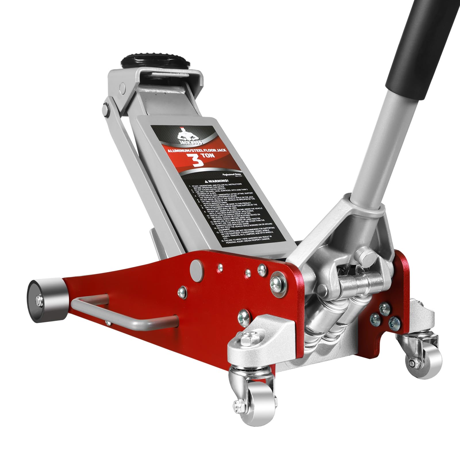 Jack Boss 3 Ton Low Profile, Aluminum and Steel Racing Floor Jack with Dual Pistons Quick Lift Pump for Sport Utility Vehicle, L