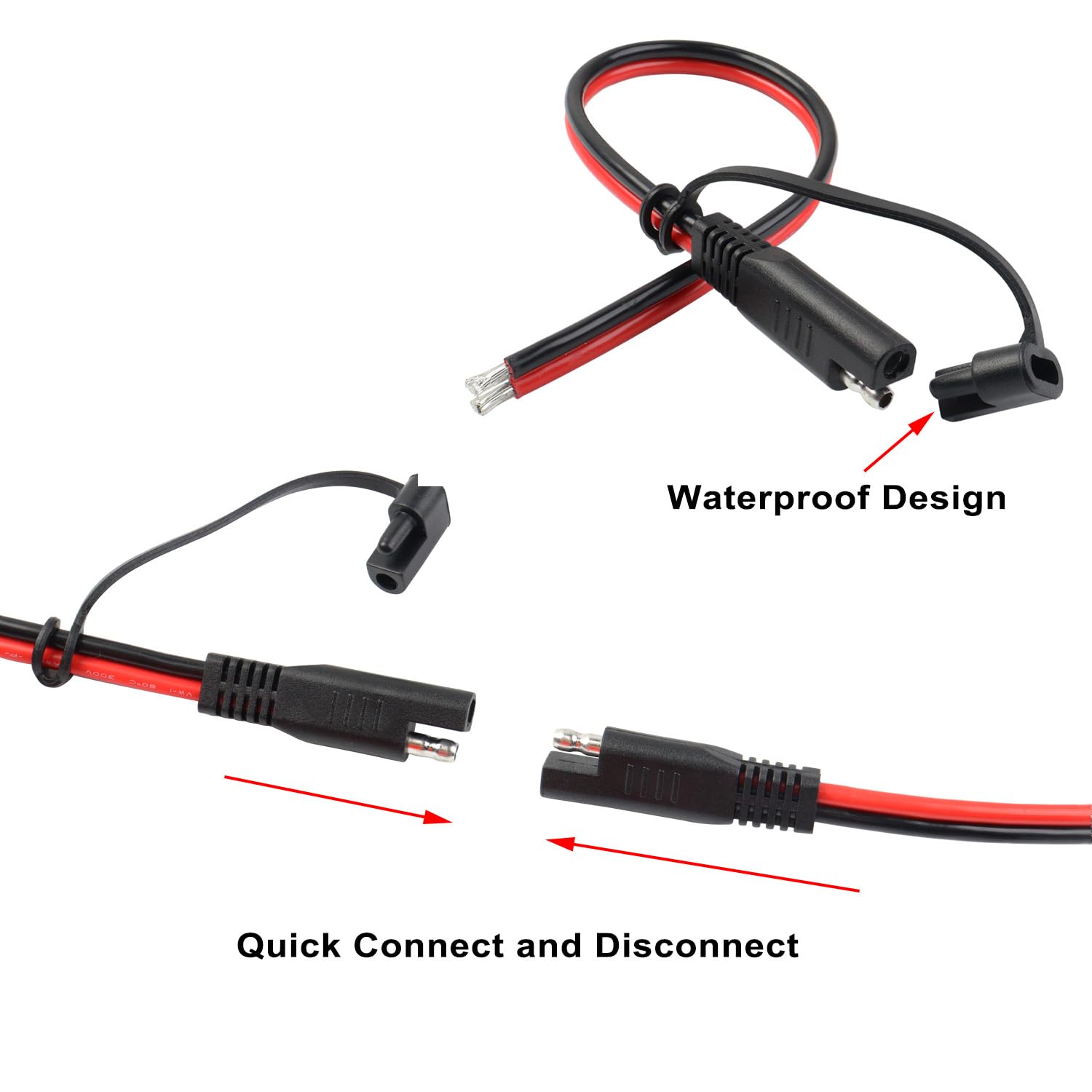 10Awg Sae Extension Cable Quick Disconnect Wire Harness Plug For Rv Trailer Trolling Motor Solar Panel Boat And More 2 Pack