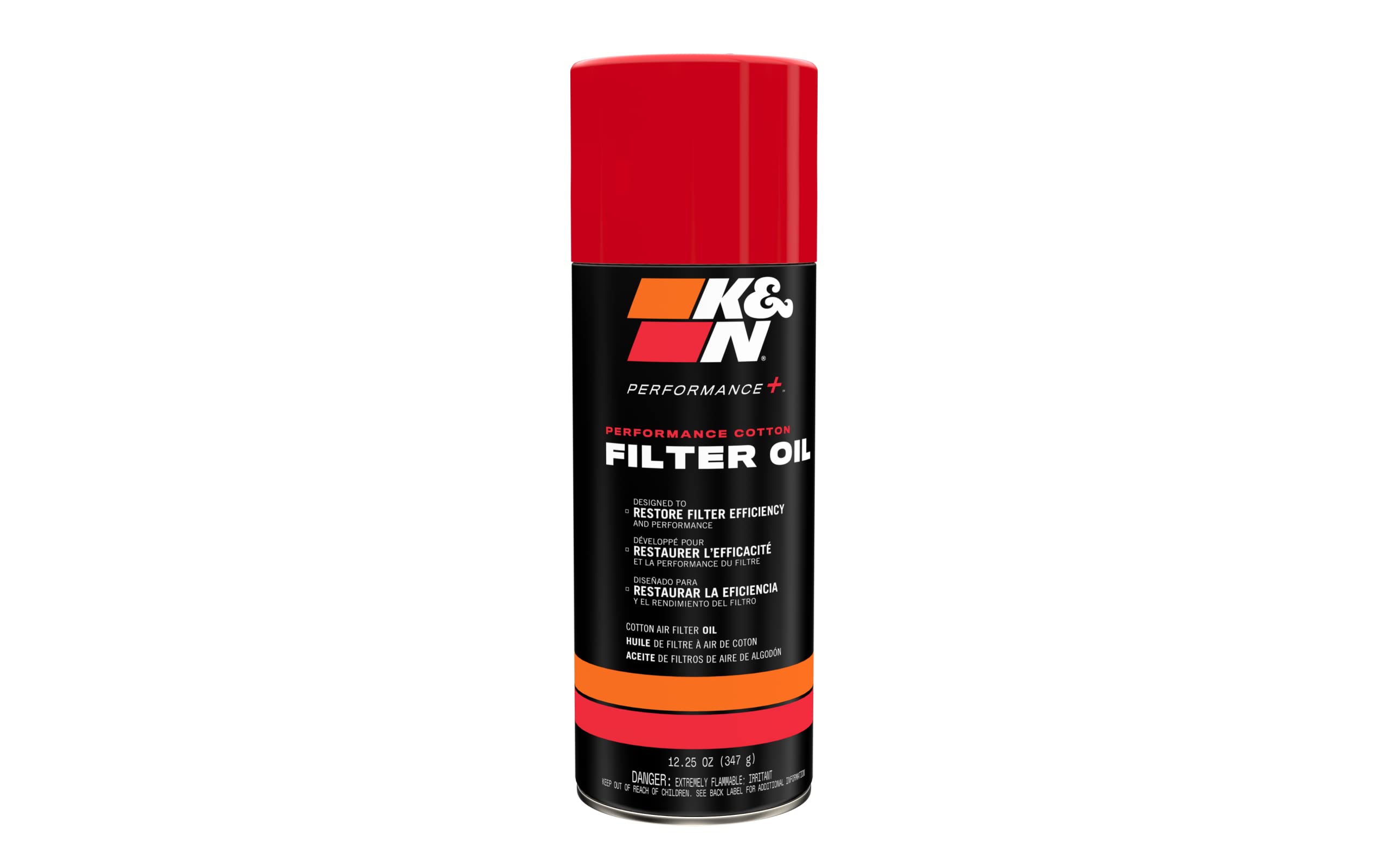 K&N Air Filter Oil: Aerosol; Restore Engine Air Filter Performance And Efficiency, 99-0516, 347G(12.25 Oz), Black