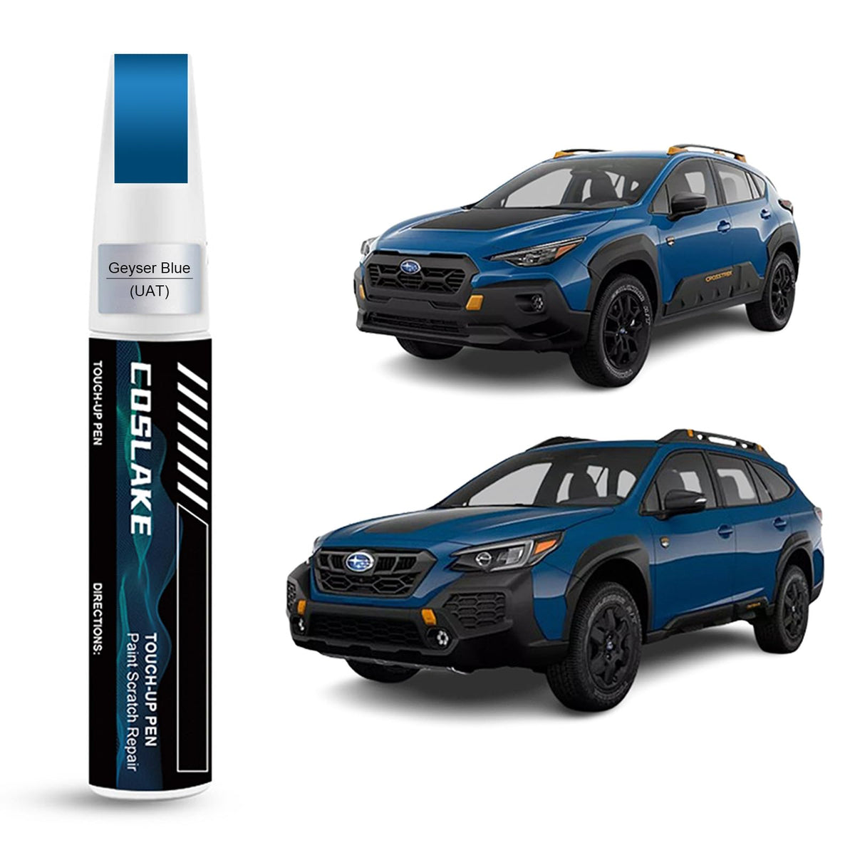 COSLAKE Car Touch Up Paint(Geyser Blue(UAT)) for SUBARU, Car Paint Scratch Repair Kit, Quick & Easy Solution to Repair, 2 in 1 S