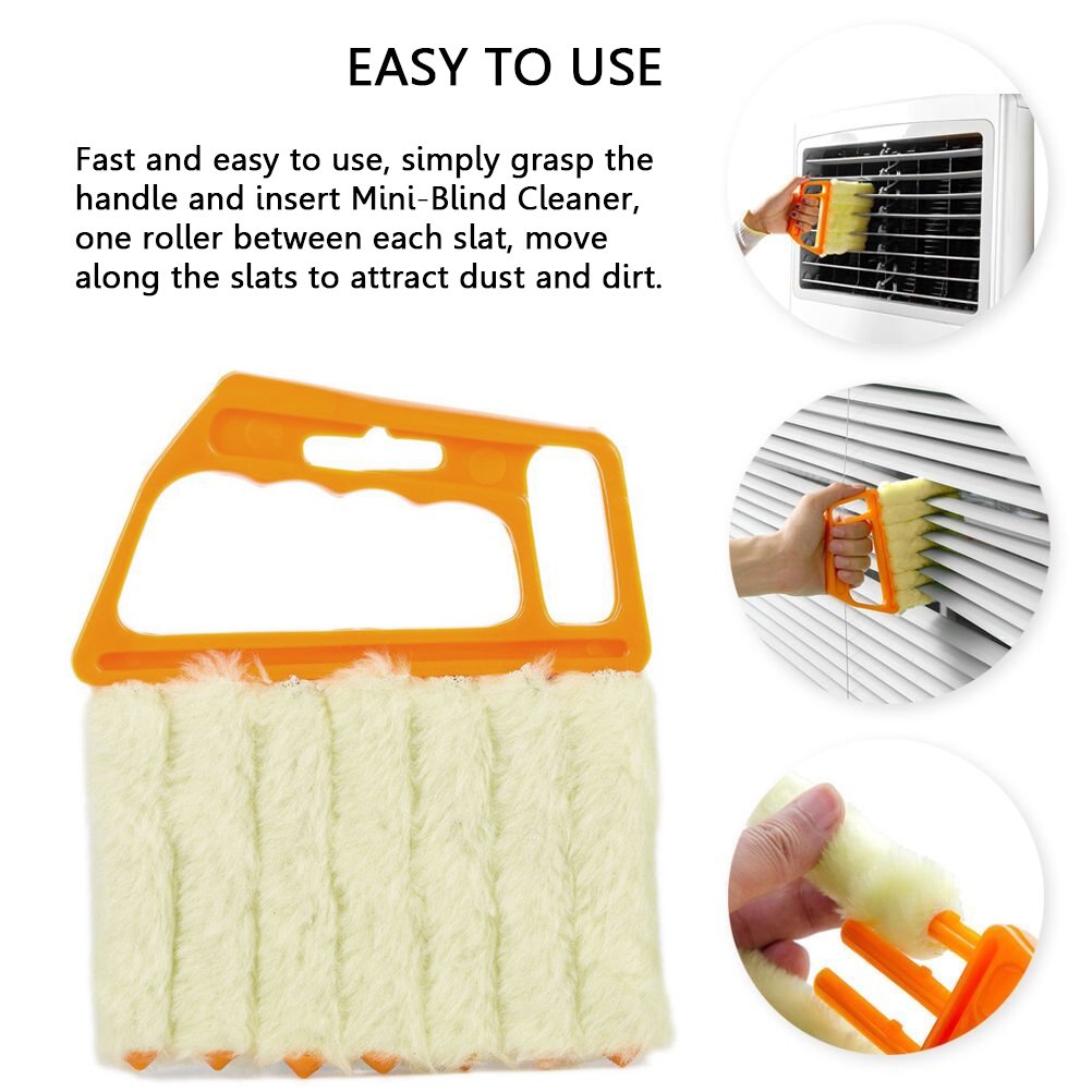 Blind Cleaner Brush , Blinds Dust Shutters , Mini Washable & Removable Window Air Conditioner Duster With 7 Slat Handheld Househ