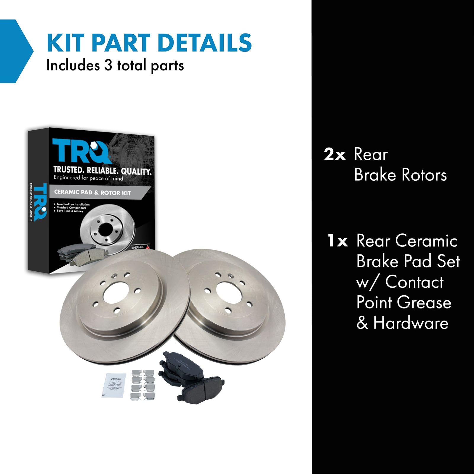 TRQ Rear Brake Pad & Rotor Kit Brake Pads Brake Rotor Ceramic Compatible with 2013-2019 Ford Explorer Flex Police Interceptor Ut