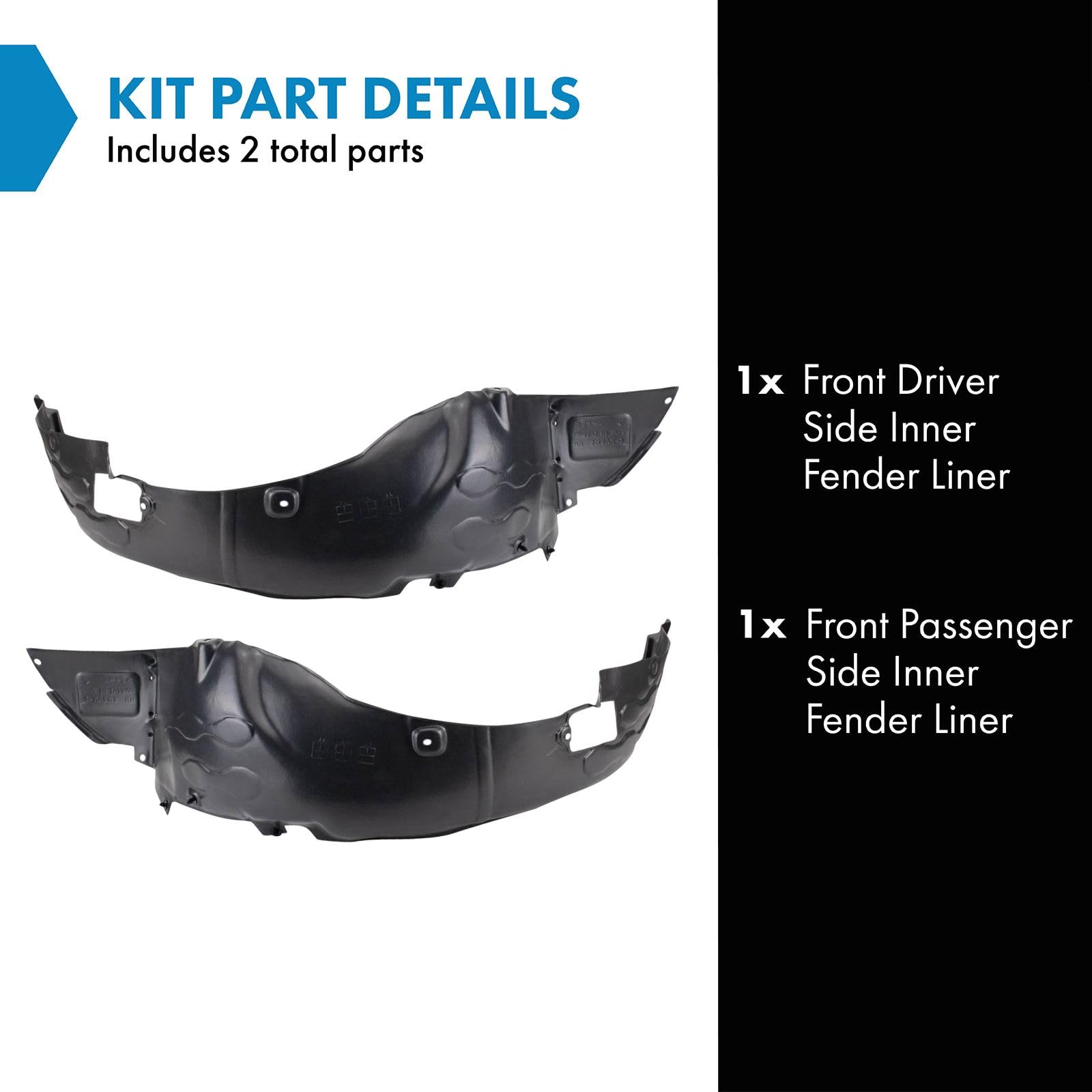 Trq Front Inner Fender Liner Set Compatible With 2016-2017 Kia Rio Ki1248149 Ki1249149