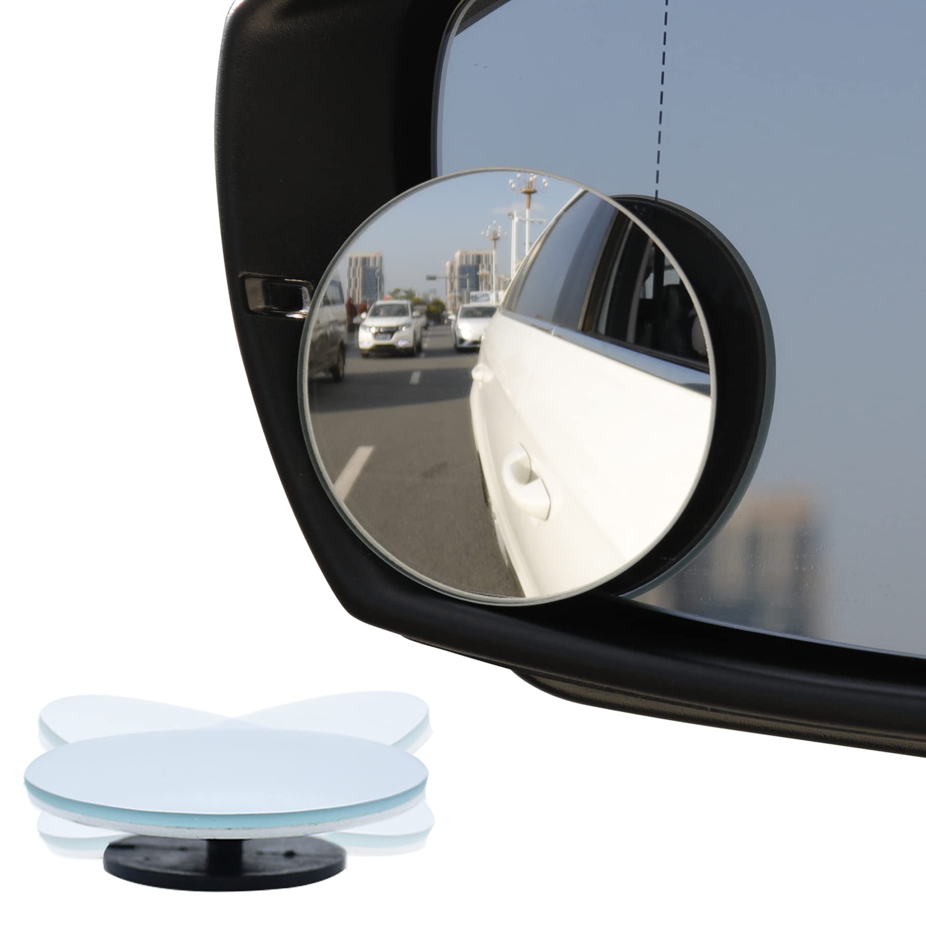 Livtee Blind Spot Mirror, 2'' Round Hd Glass Frameless Convex Rear View Mirrors Exterior Accessories With Wide Angle Adjustable