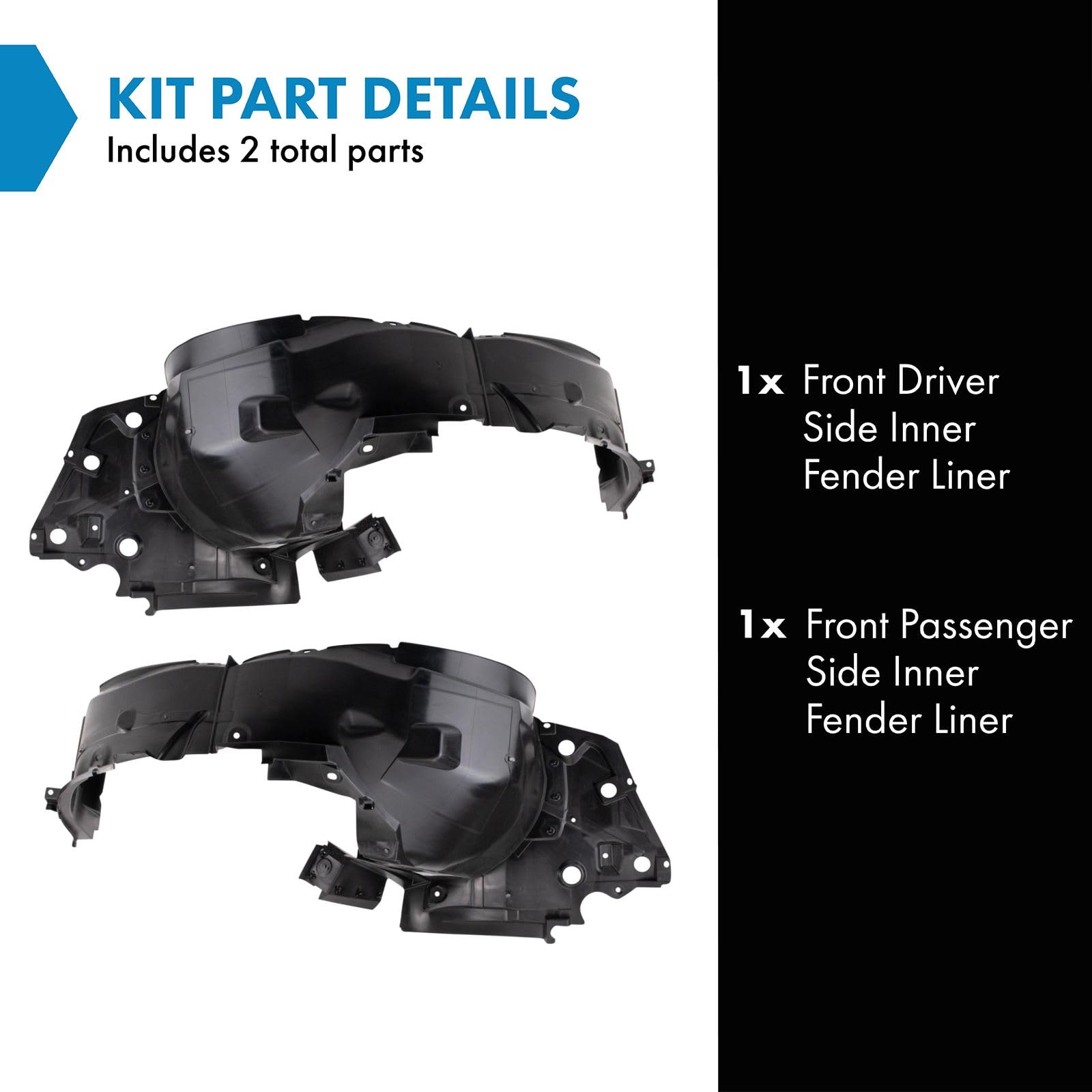 Trq Front Inner Fender Liner Set Compatible With 2020-2021 Nissan Versa Ni1248178 Ni1249178