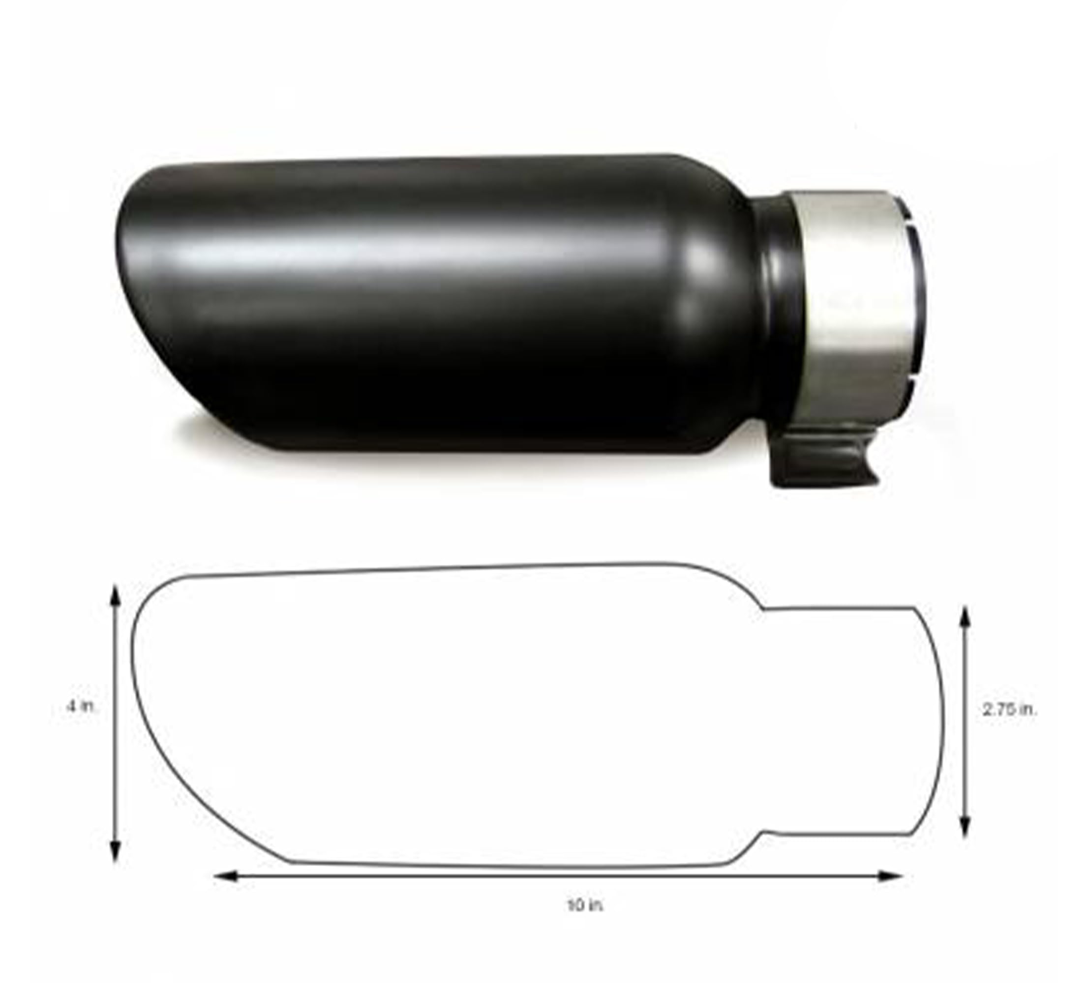 Black Horse Exhaust Muffler Tip, 3'' Inlet,4'' Outlet And 10'' Length Single Wall Black Compatible With All Cars, Trucks And Suv