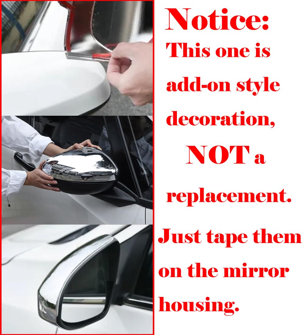 Chrome Side Door Full Towing Mirror Add-on Style Cover Trims Compatible with Ford F250 F350 F450 Super Duty 2008-2016