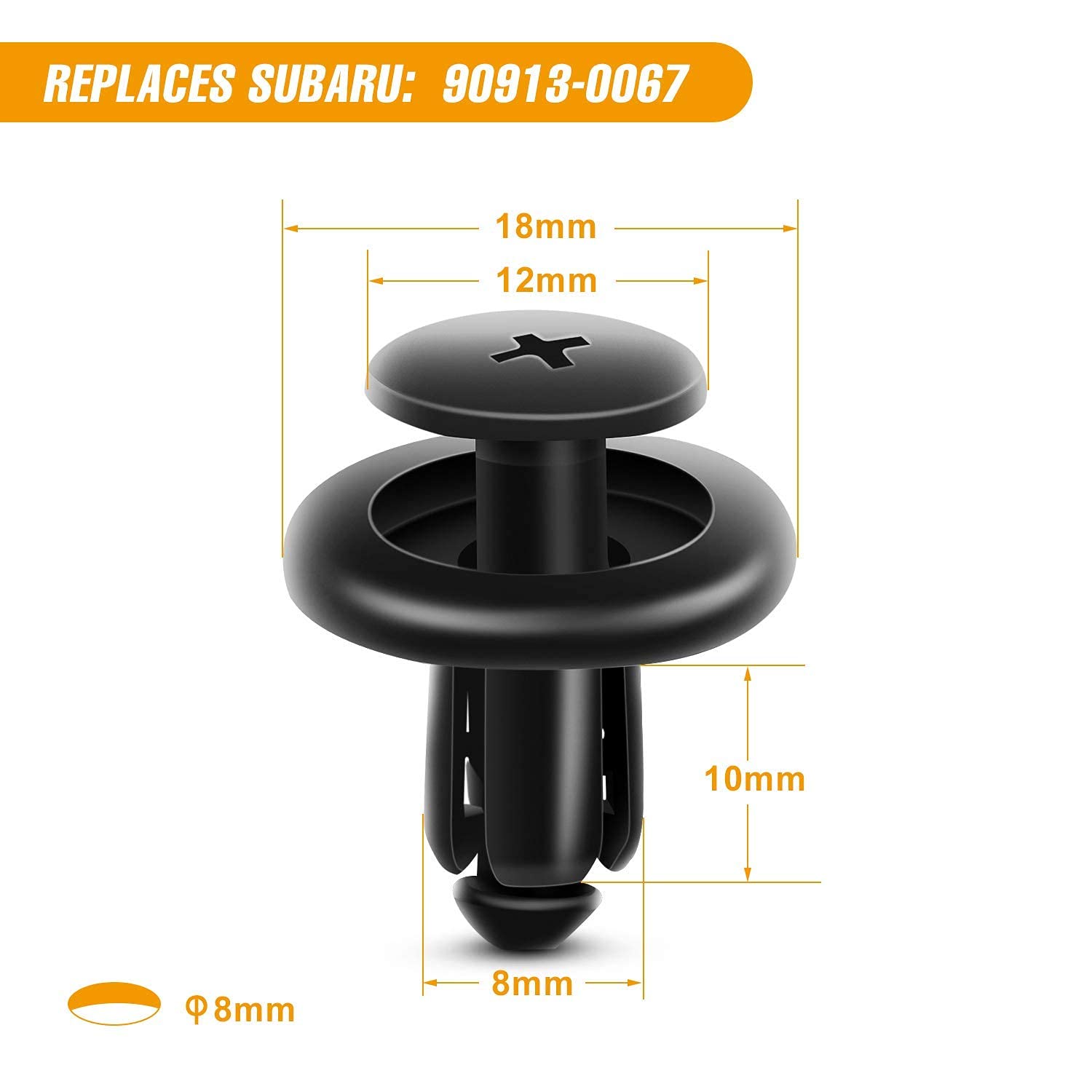 GOOACC 100PCS 7mm 8mm 10mm Compatible with Subaru Push Type Retainer Fasteners Rivets Clips OEM Upgrade for 90914-0007, 90913-00