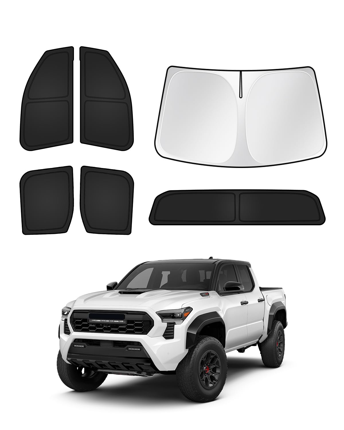 Canvcle Sunshades For Toyota Tacoma 2024 2025 Accessories Windshield Sun Shade Side Rear Window Shade Cover Sun Visor Shield Pri