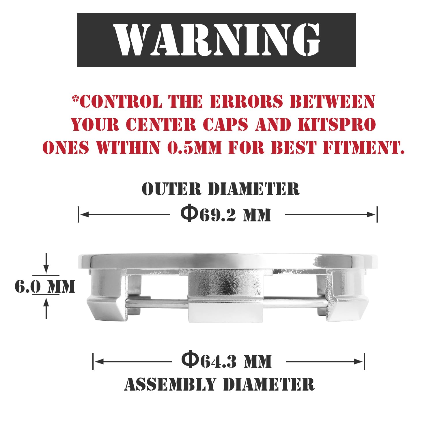 Kitspro 2.7Inch 69Mm Wheel Center Caps For Honda Accord Civic Crv Pilot Rim Hub Caps 44732 S9A A00, Pack Of 4 (Chrome, Outer 69M