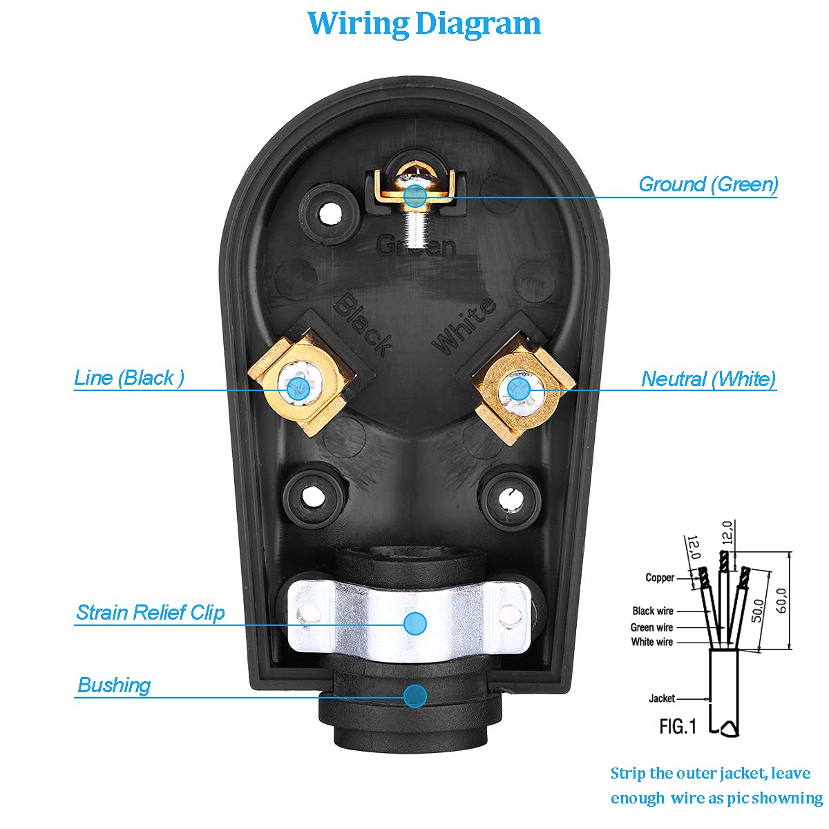 Veepeak 30 Amp Rv Plug Male Replacement Tt-30P Heavy Duty 125V 30A Rated 3 Prong Electrical Power Connector Extension Cord End With Easy To Grip Handle