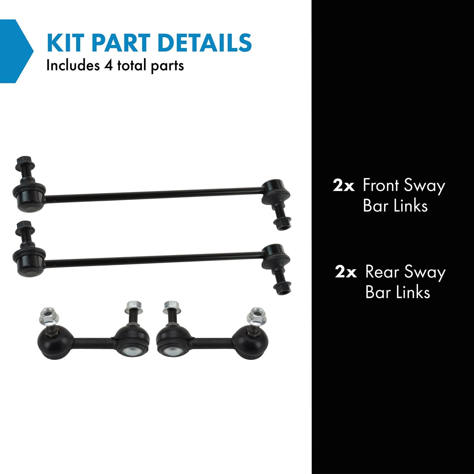 Trq Front & Rear Sway Bar Stabilizer Link Set Compatible With 2007-2016 Honda Cr-V