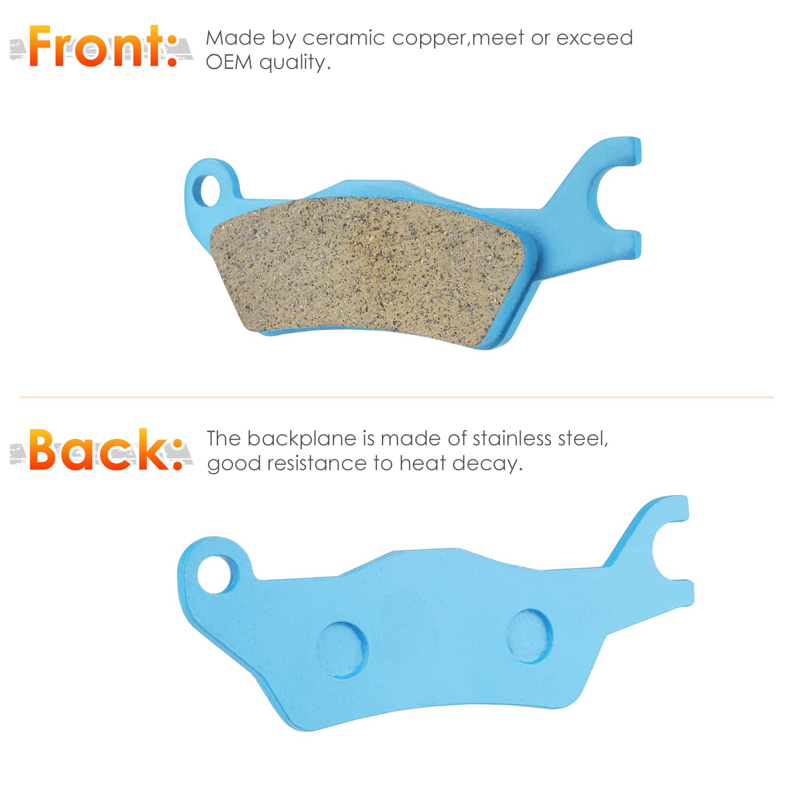 Front & Rear Ceramic Brake Pads Kit Compatible With 2020-2023 Can-Am Outlander Efi Xt Xt-P Xmr Dps Max Xt/Xt-P/Xmr/Dps 450/570/6