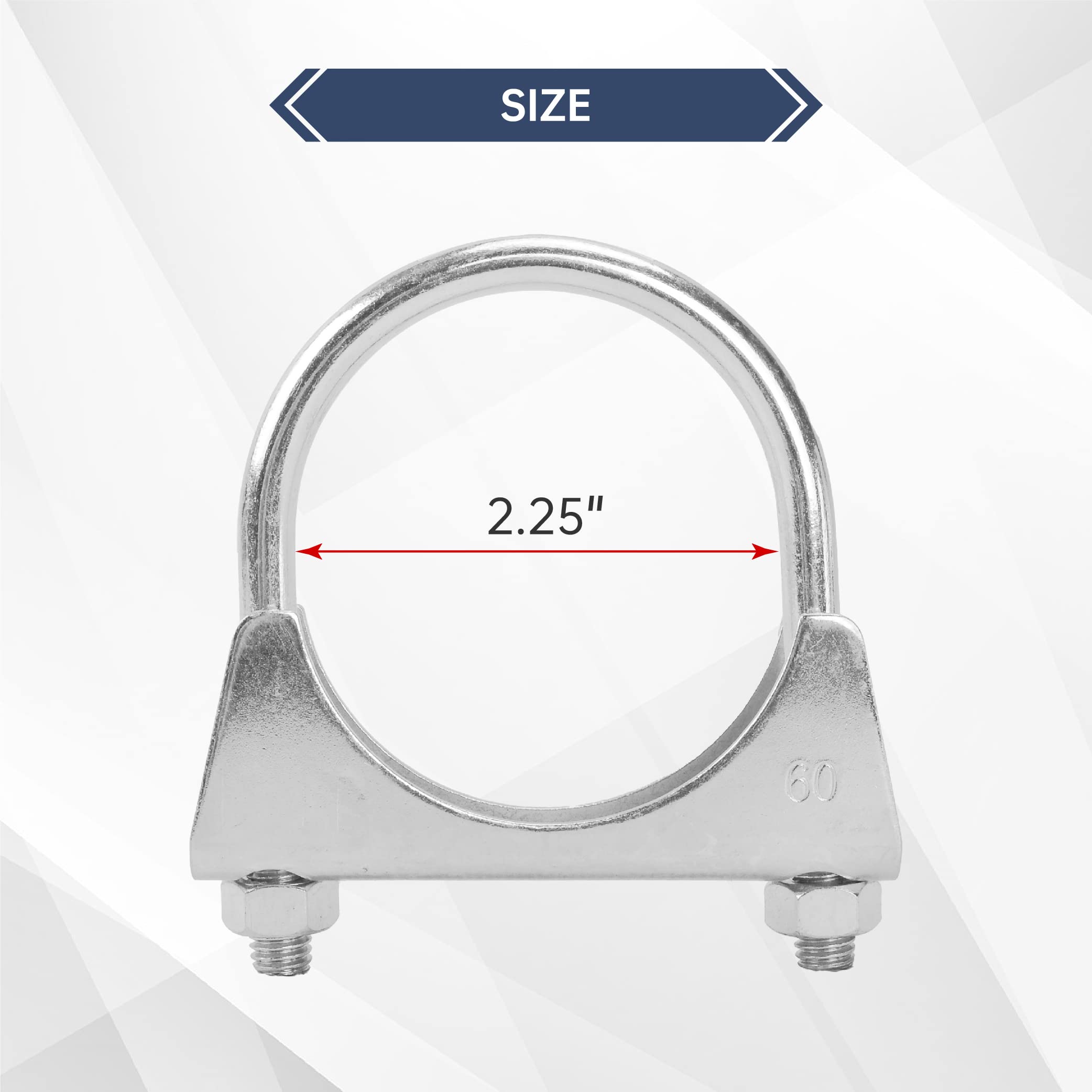 Batoneco 2.25'' U Bolt Clamp, Muffler Exhaust Clamps,2-1/4 Inch Saddle Style Heavy Duty Mild Steel(2-Pack)
