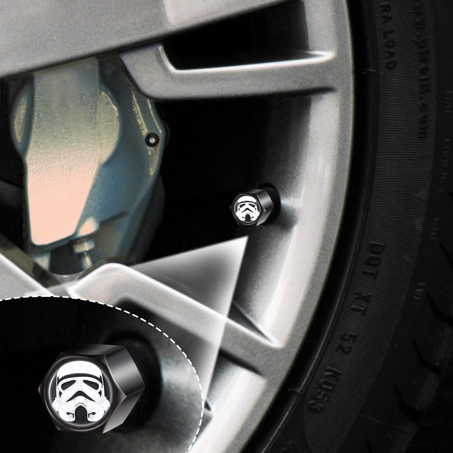 Akkya Tire Valve Stem Caps Cover For Car Bike Bicycle Motorcycles Tractors Mountain Bikes Trucks Cool Character Black Metal Chro