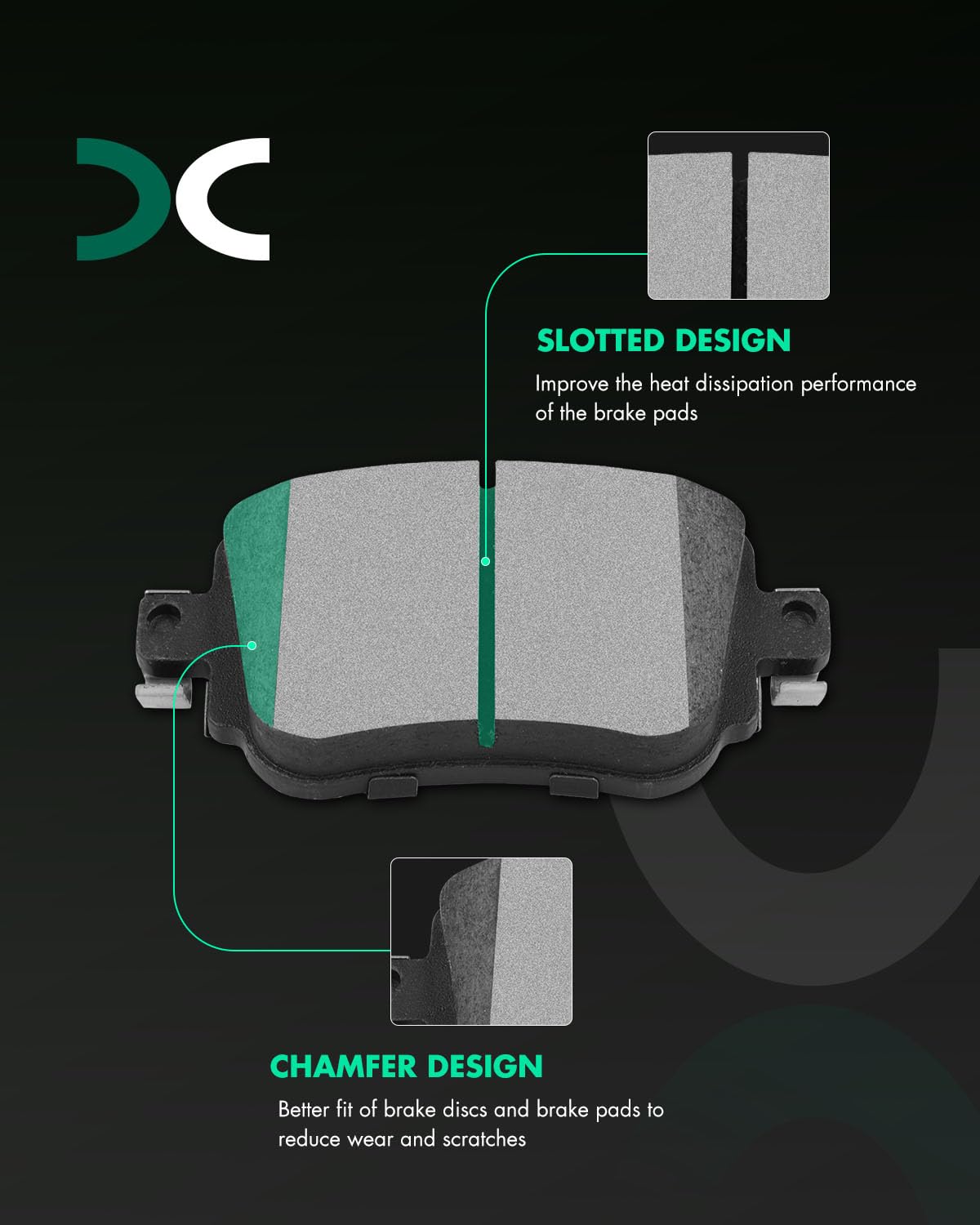 Scitoo Rear Disc Brake Pad Set 4Pcs W/Hardware Fit For Audi For Q3/For Q3 Quattro, For Vw For Golf/For Golf Alltrack/For Golf Sp